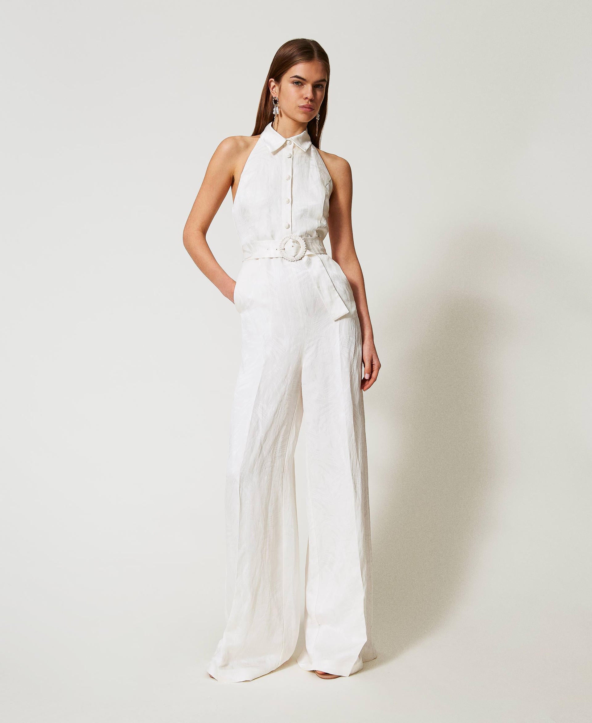 Twinset Long jacquard satin jumpsuit