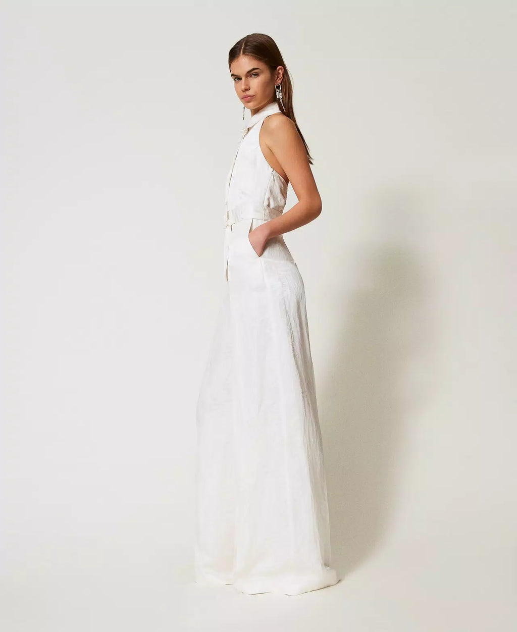 Twinset Long jacquard satin jumpsuit