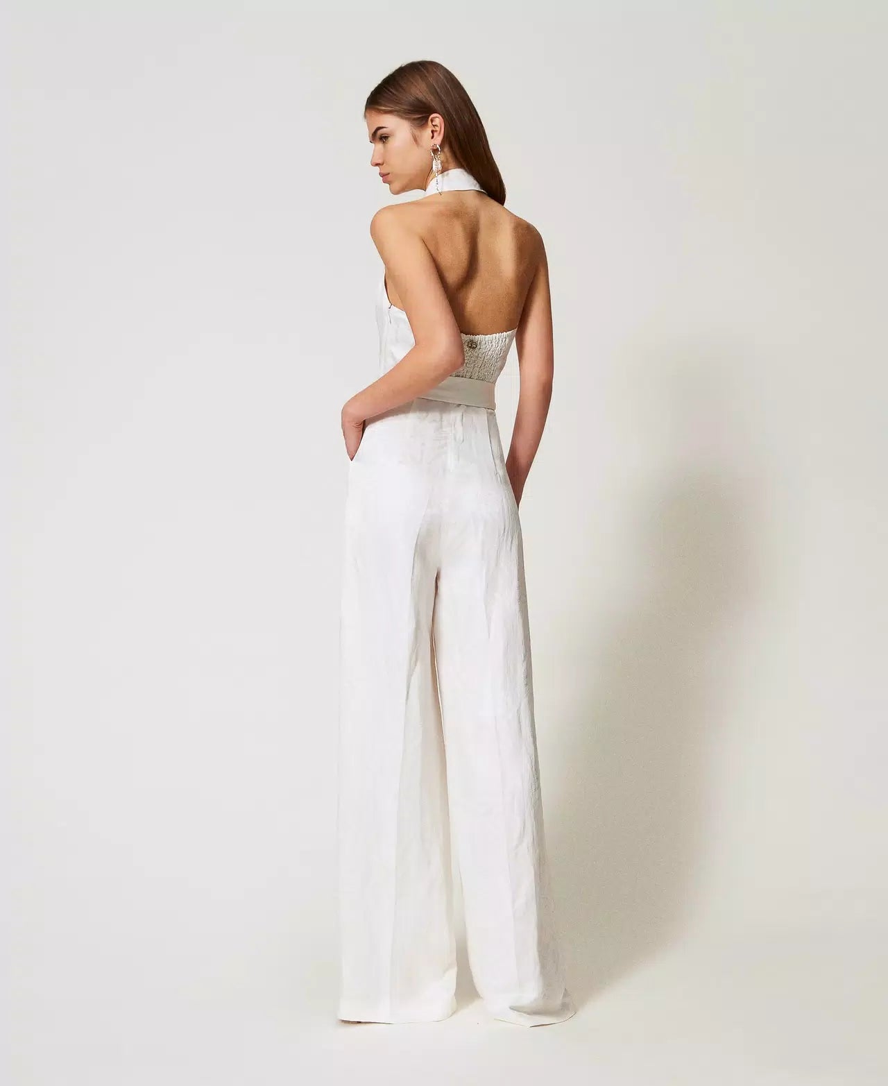 Twinset Long jacquard satin jumpsuit
