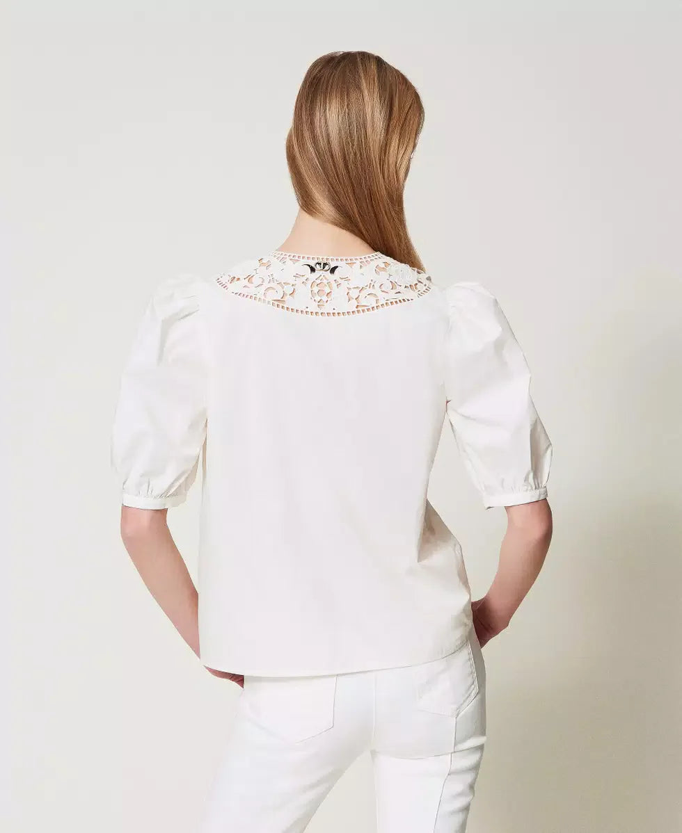 Blouse Twinset En Popeline Broderie Anglaise
