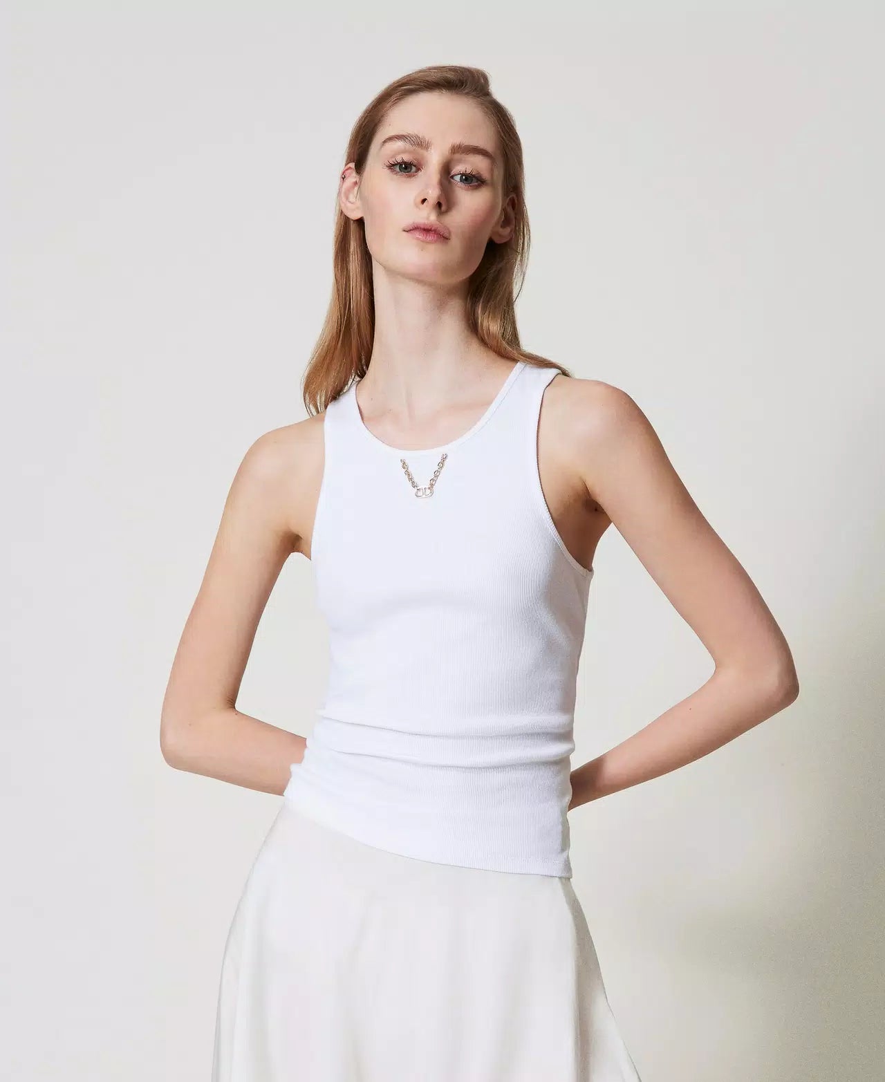 Twinset Ribbed Cotton Top