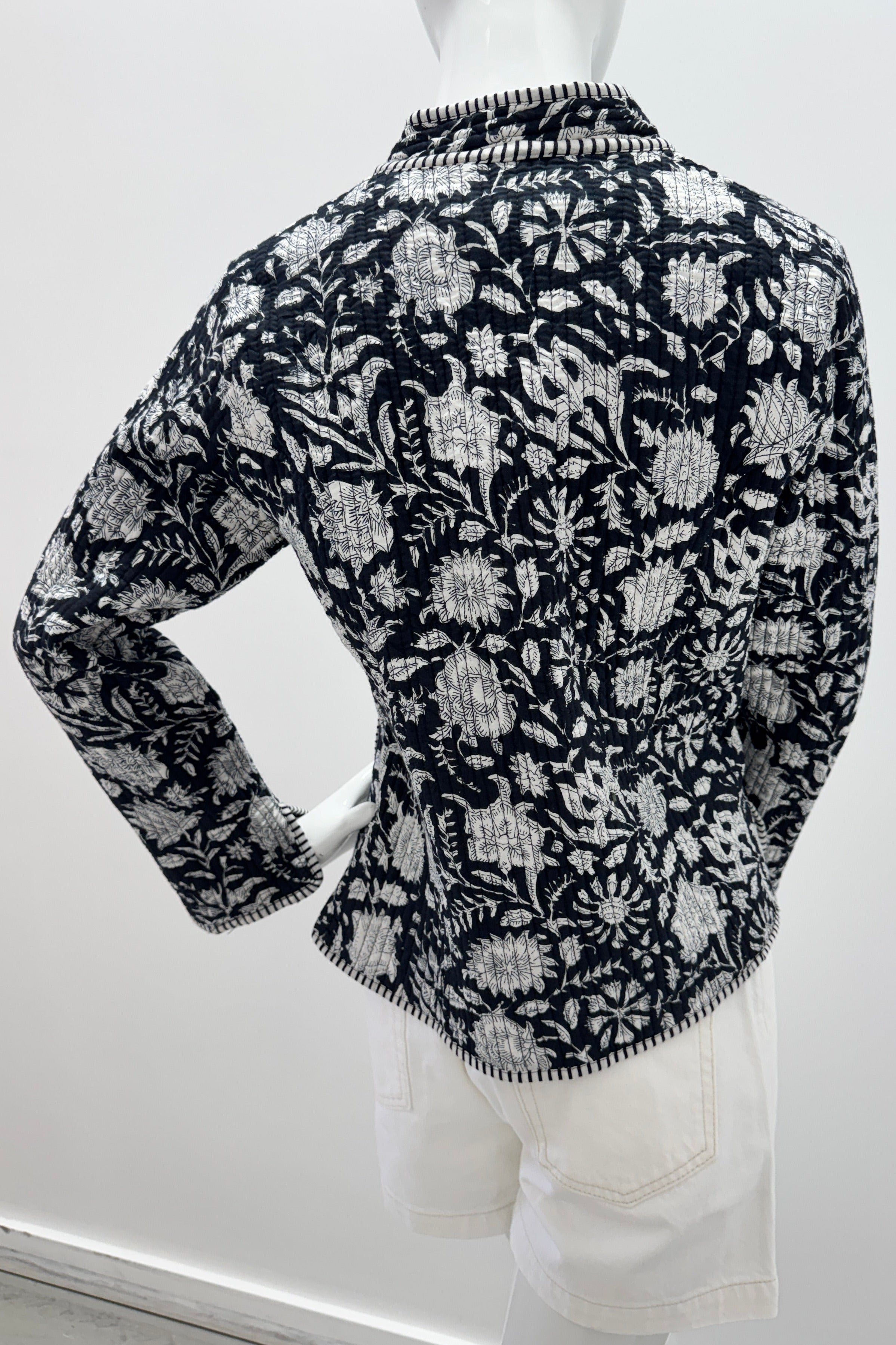 Cotton Reversible Quilted Jacket Black Garden