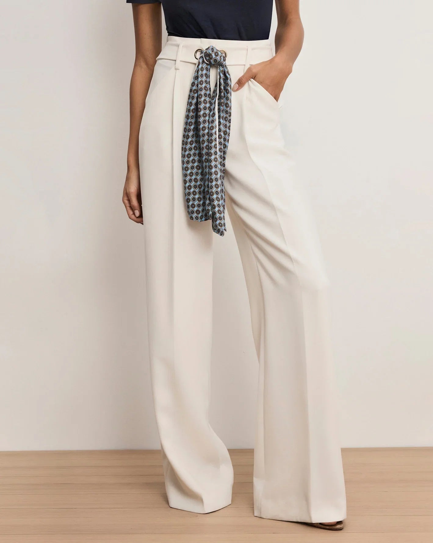Veronica Beard Tai Belted Wide-Leg Pant