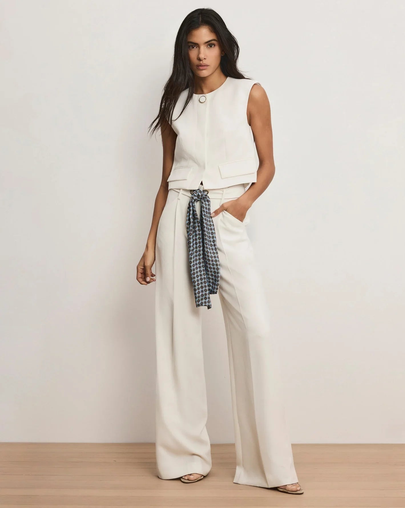Veronica Beard Tai Belted Wide-Leg Pant