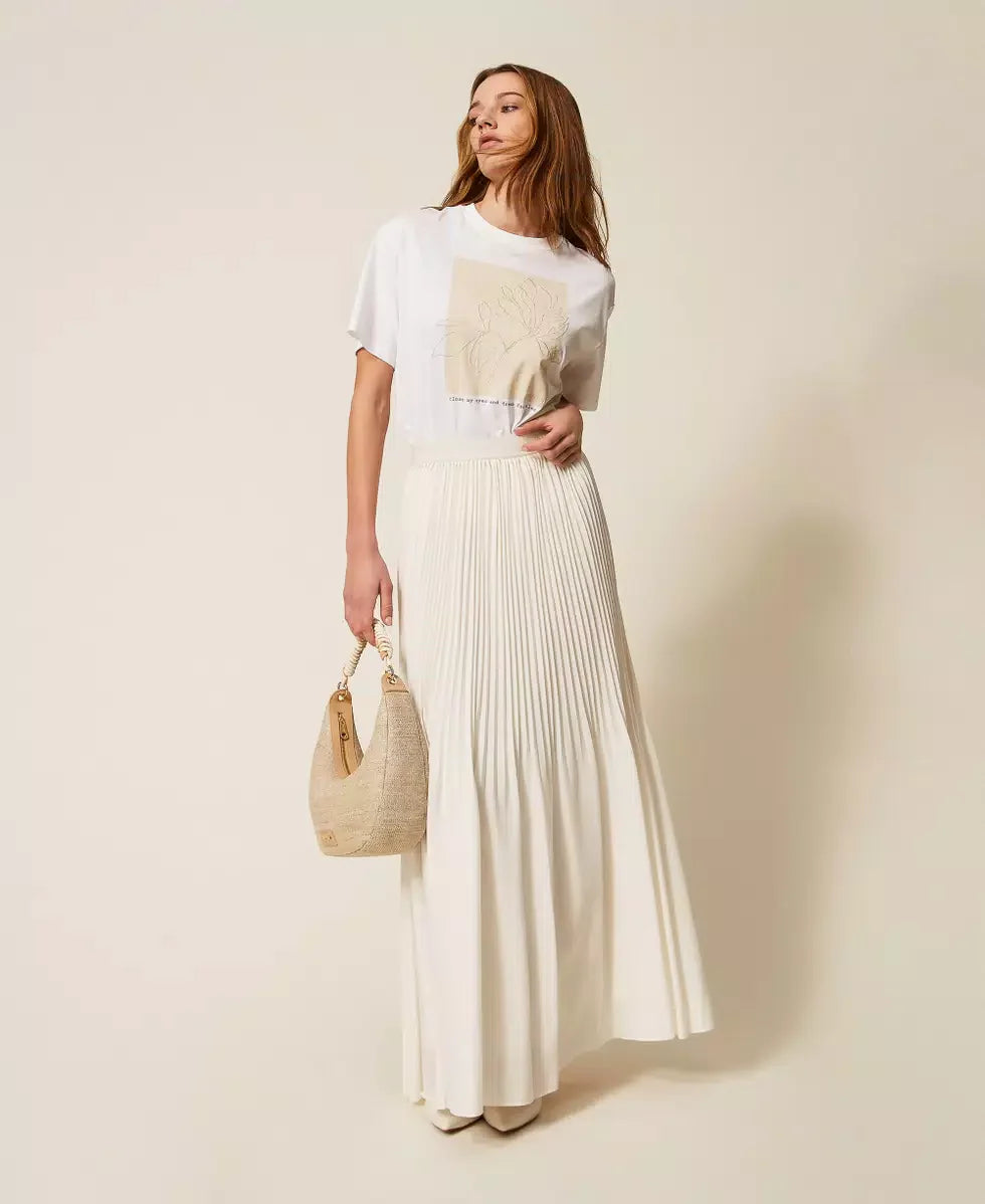 Twinset Pleated Crepe De Chine Long Skirt