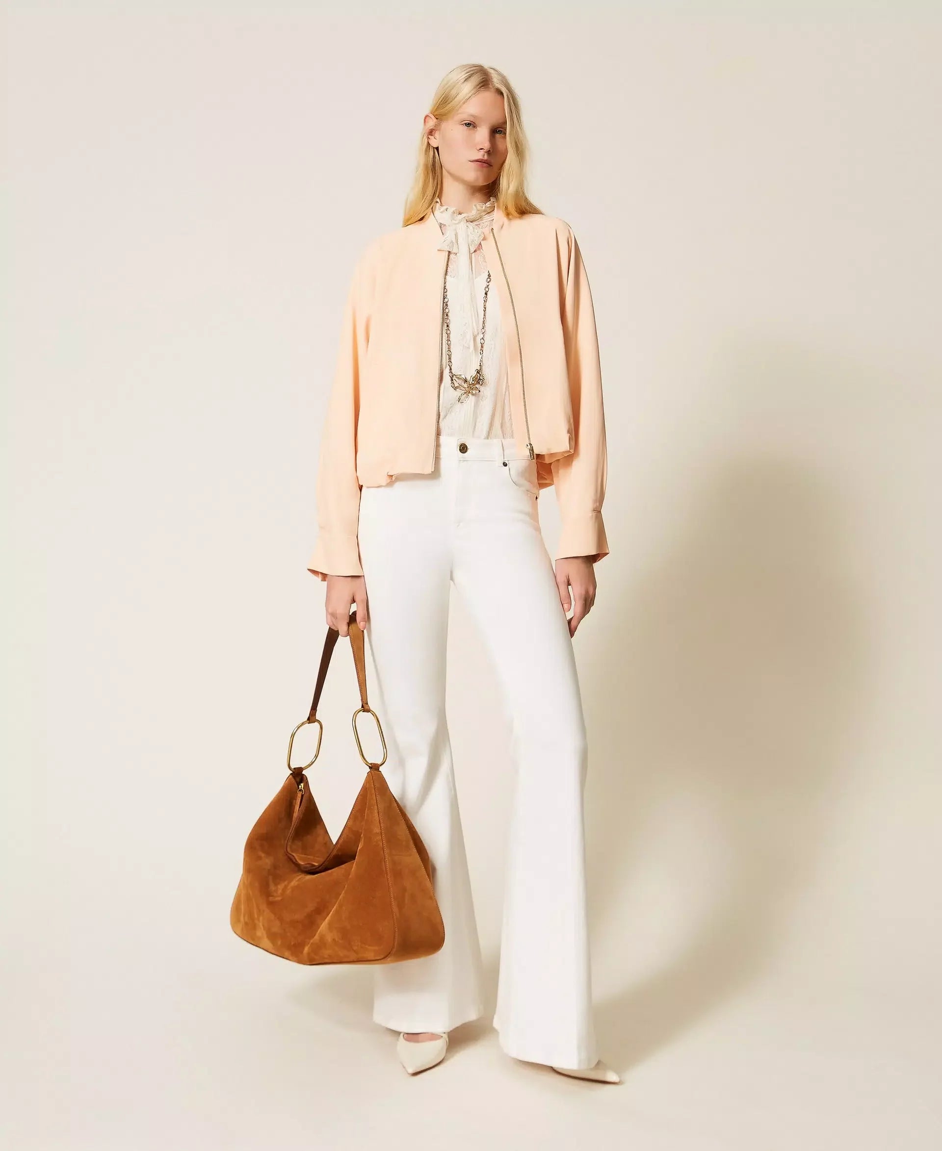 Twinset Striped Lace Blouse With Bow