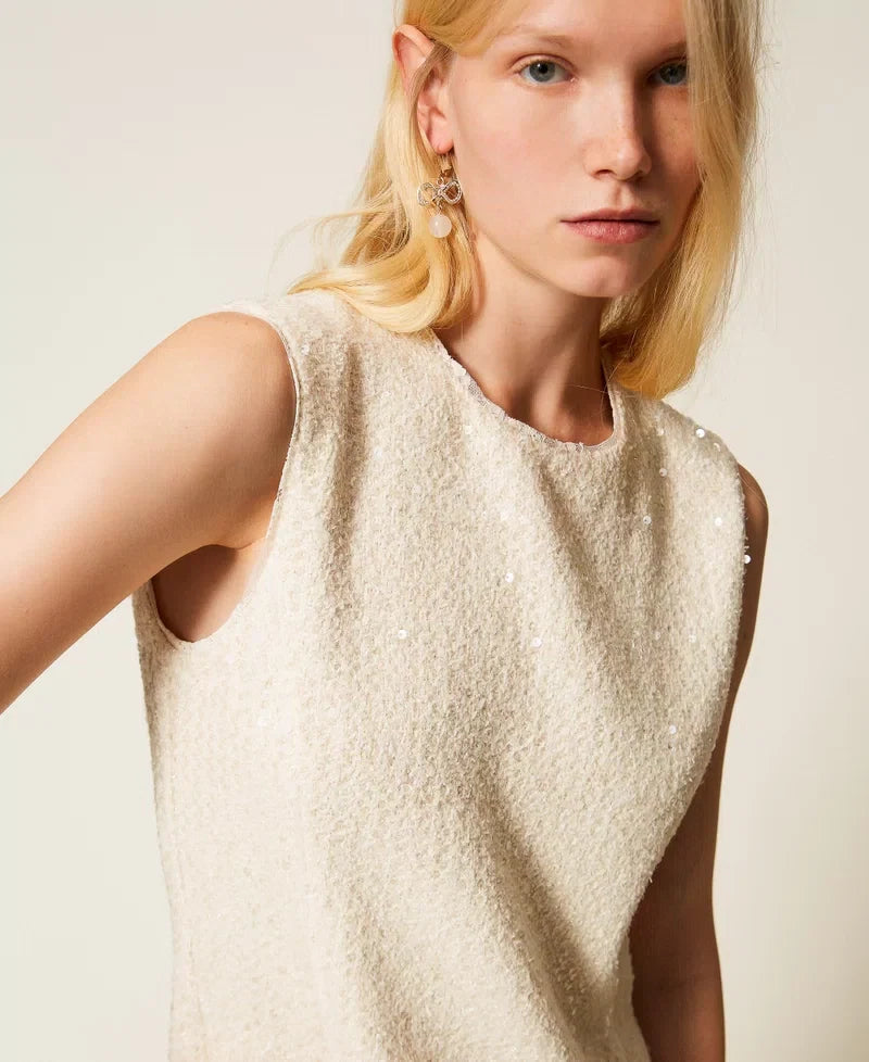 Twinset Short Boucle Dress With Sequins