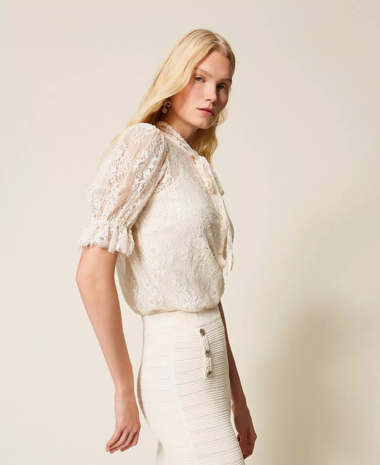 Twinset Lace Shirt With Bow