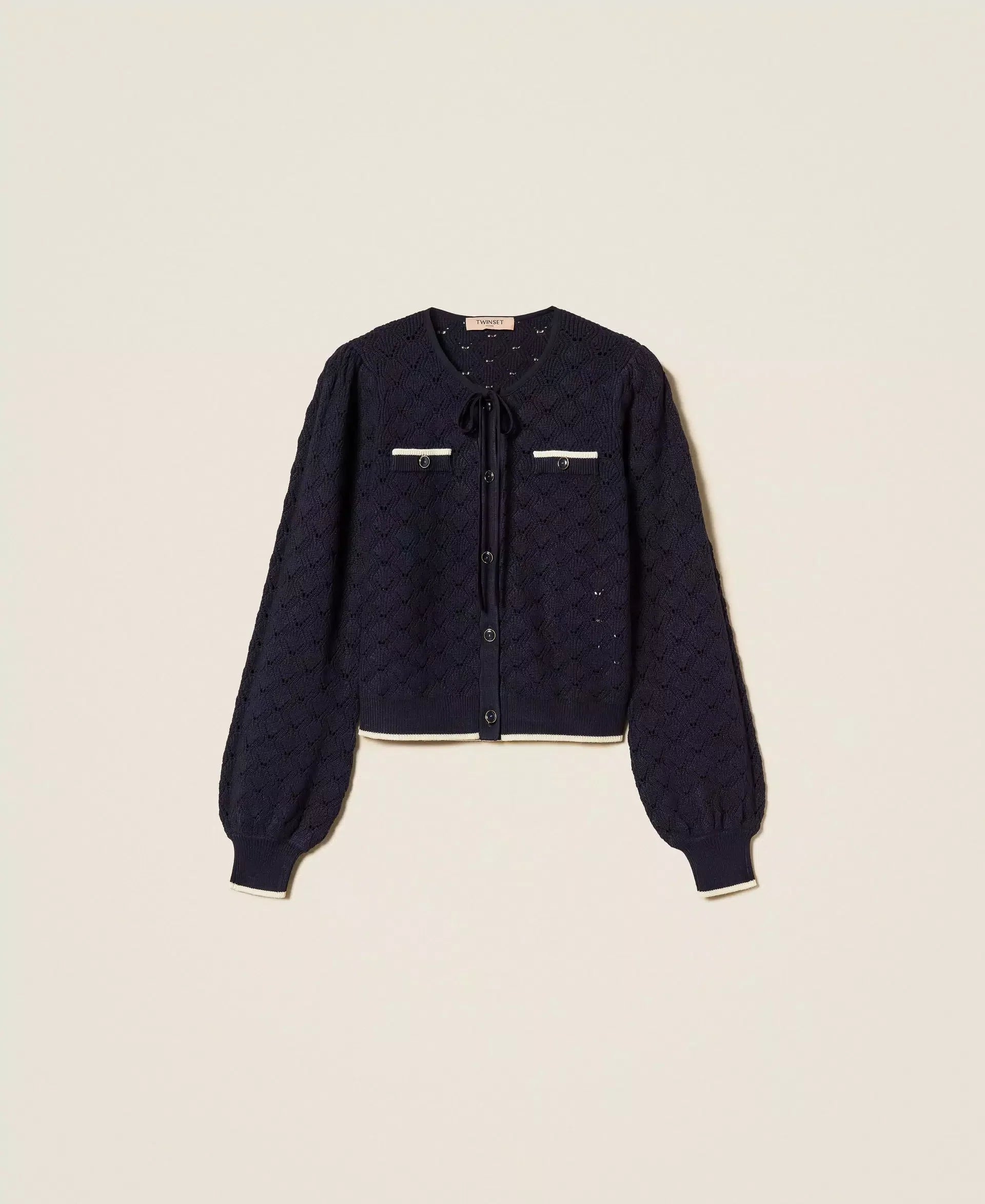 Twinset Jacquard cardigan Navy