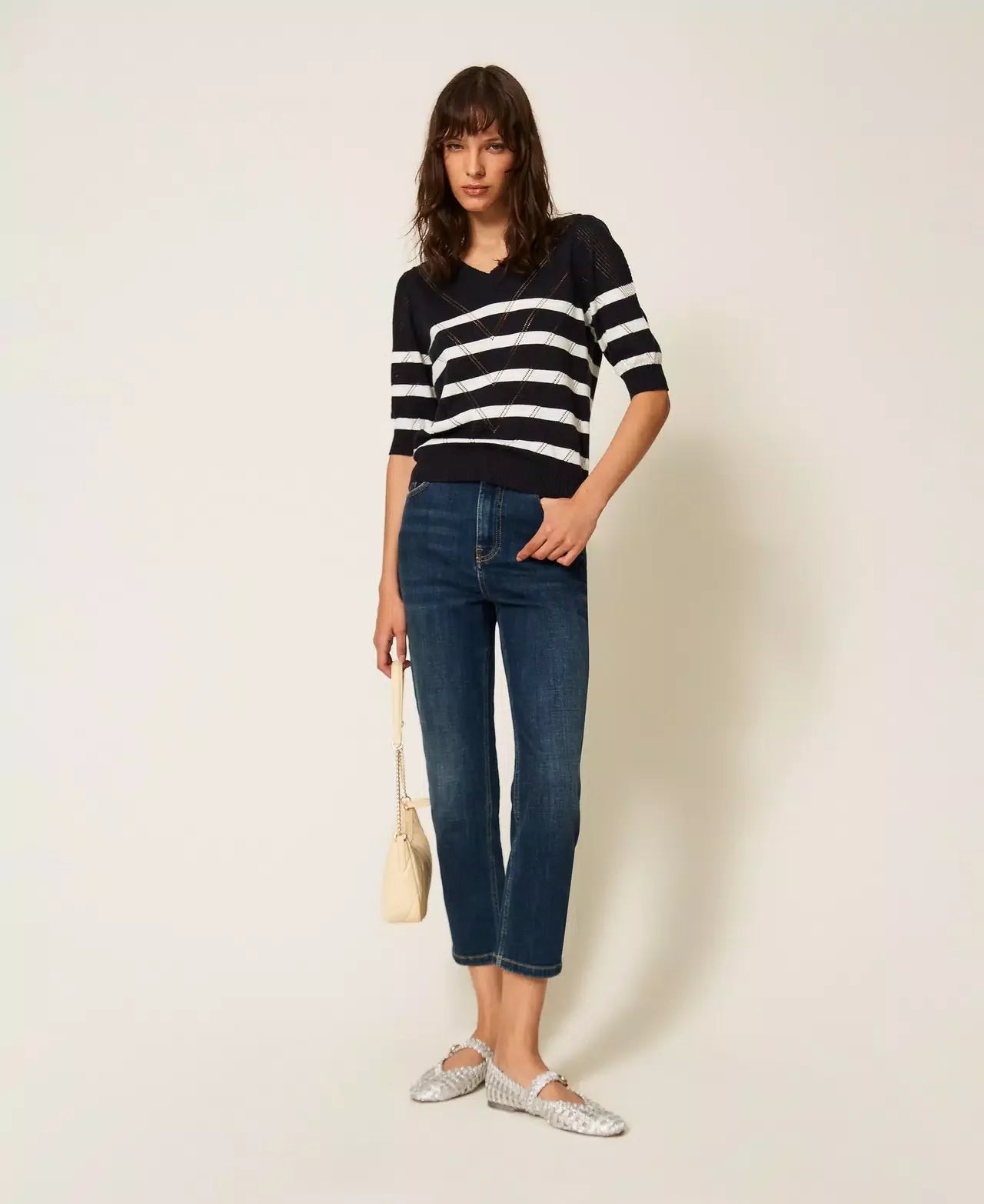 Twinset Cotton And Cashmere Striped Jumper -