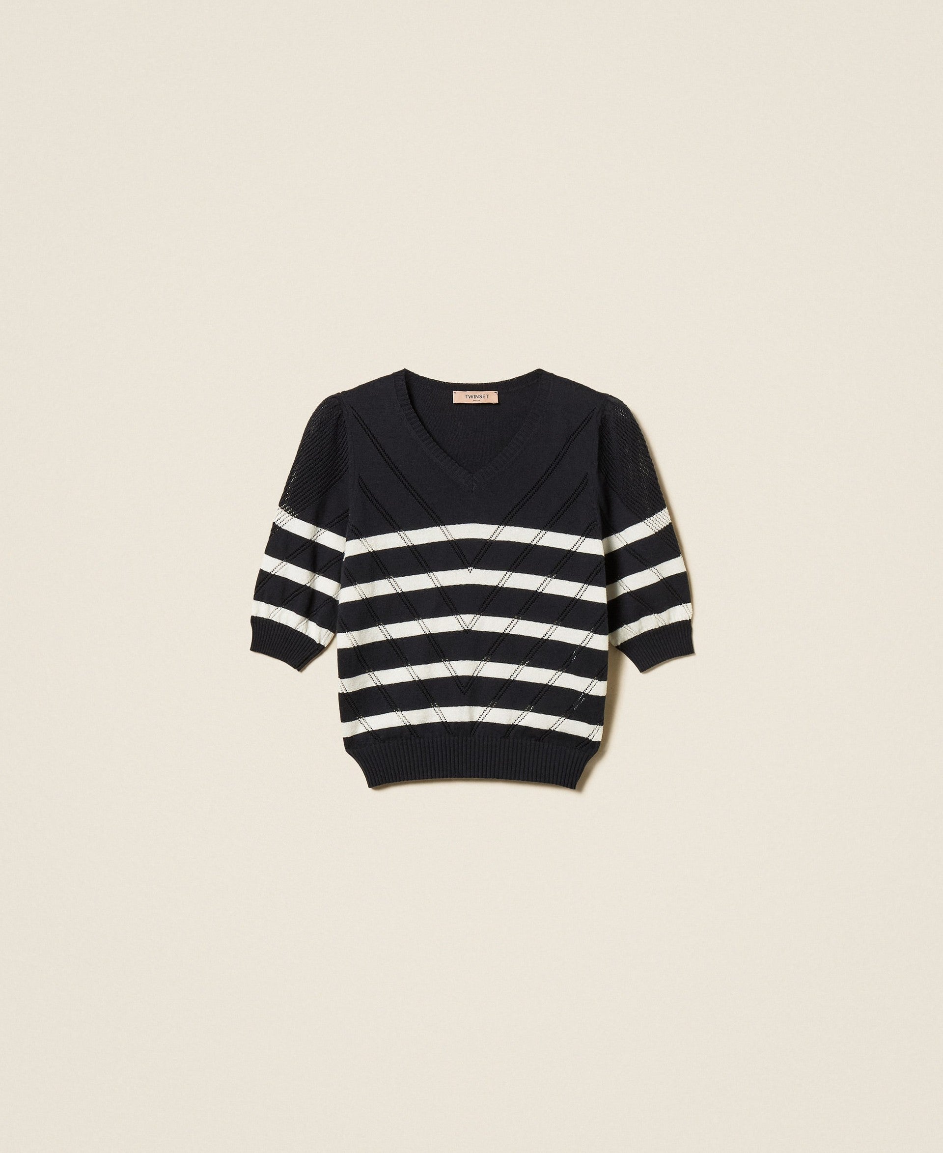 Twinset Cotton And Cashmere Striped Jumper -