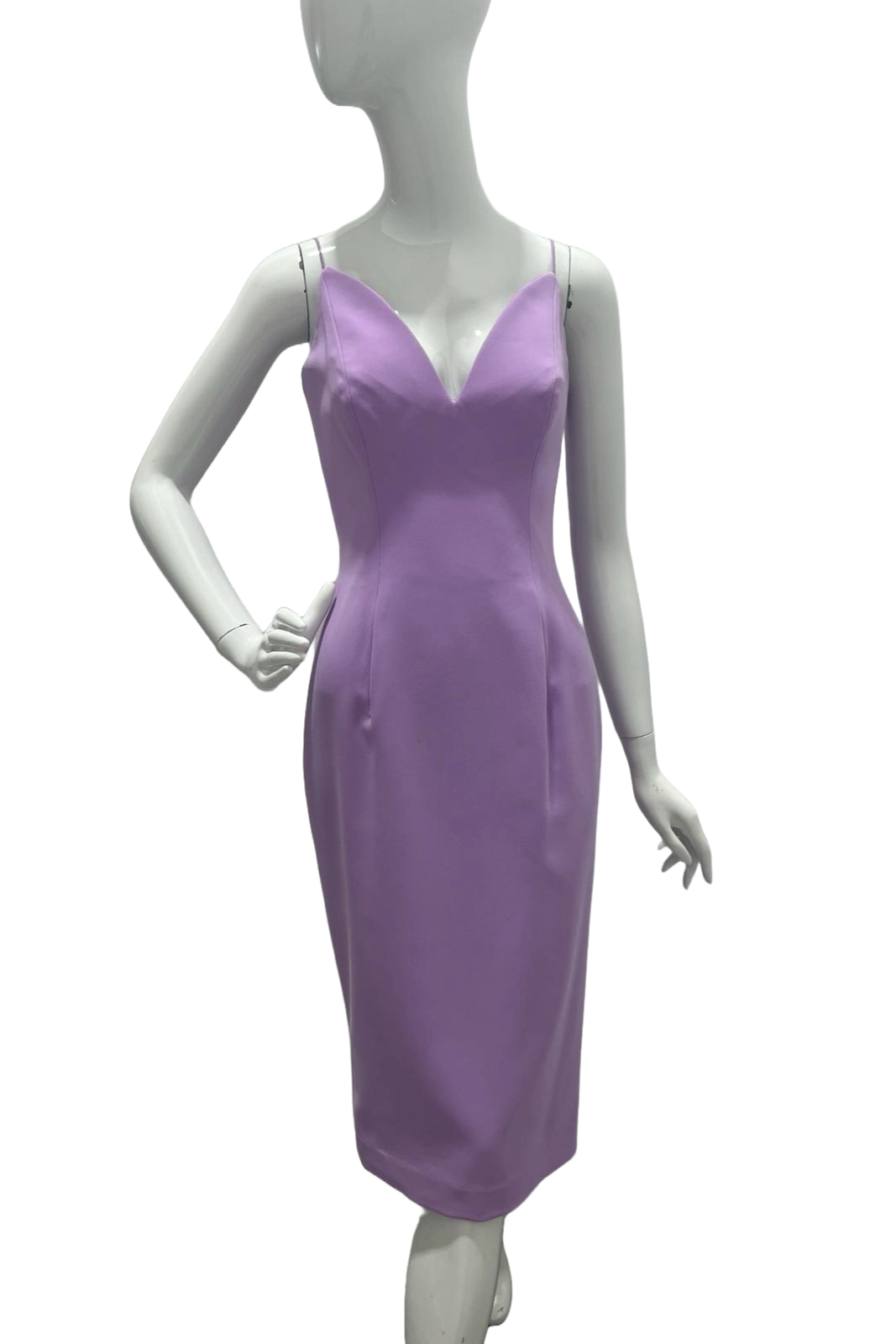 Lucian Matis V-Neck Spaghetti Strap Cocktail Dress Lavender