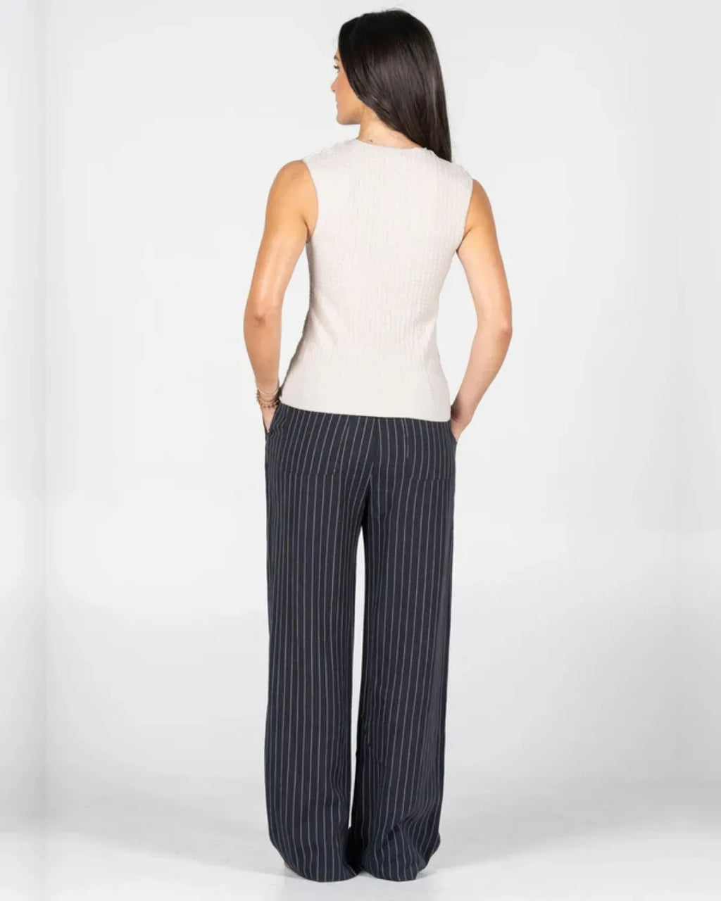 C'est Moi débardeur en tissu gaufré à col V profond DENIM
