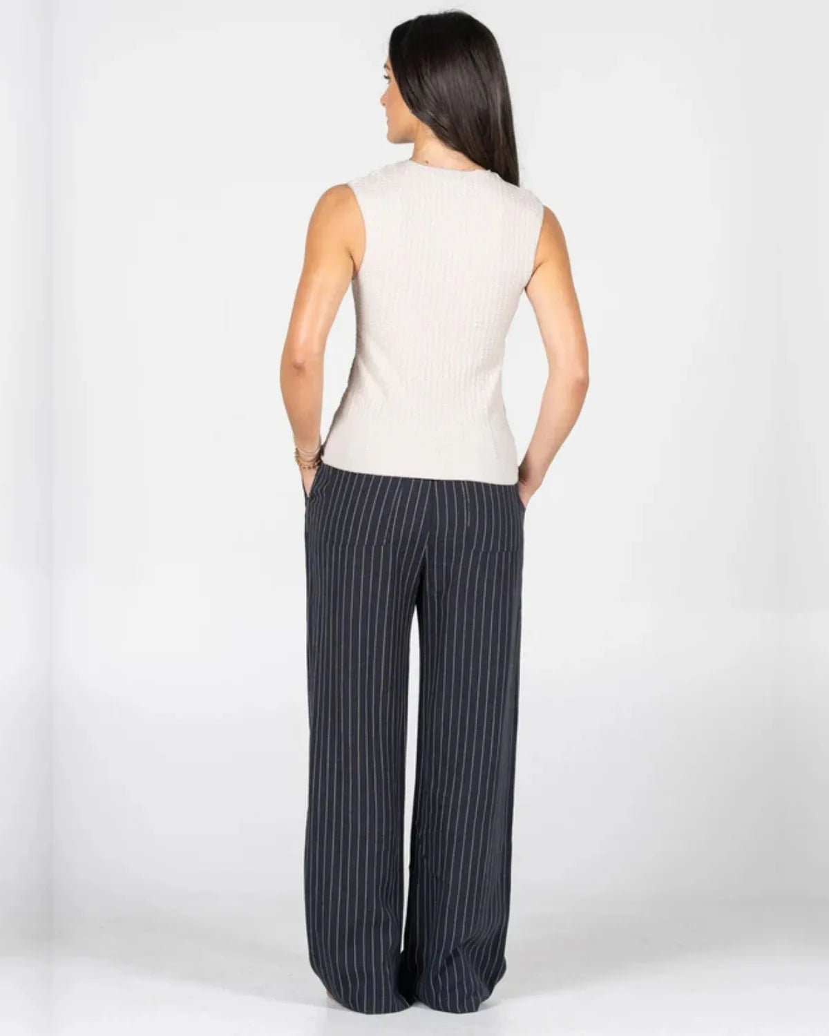 C'est Moi débardeur en tissu gaufré à col V profond DENIM