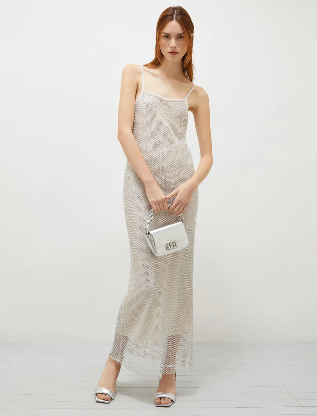 Marella Fish Net Rhinestone Slip Dress