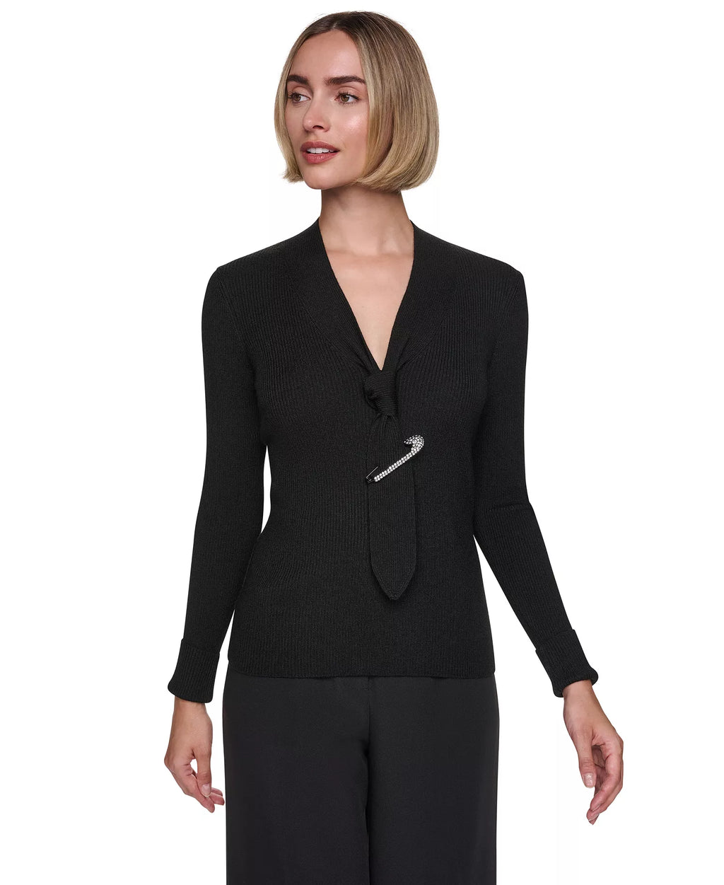 Sonia Rykiel Women’s Tie-Front Long-Sleeve Sweater - Black