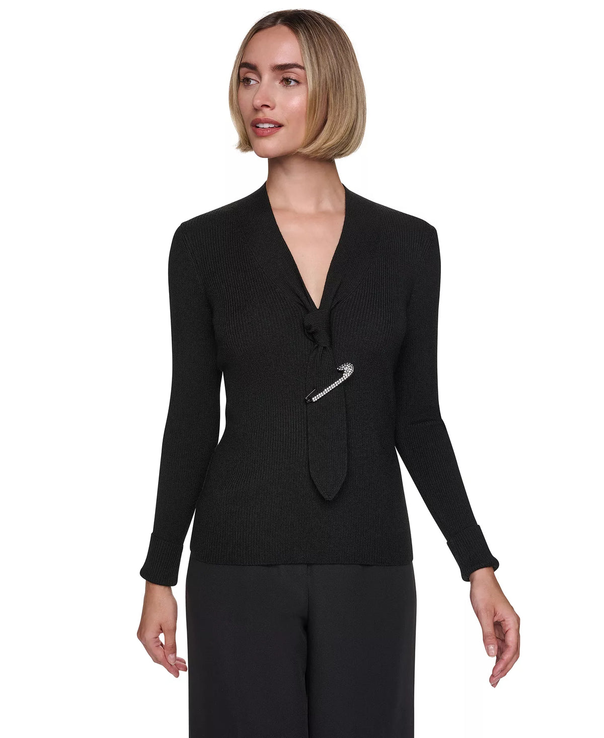 Sonia Rykiel Women’s Tie-Front Long-Sleeve Sweater - Black