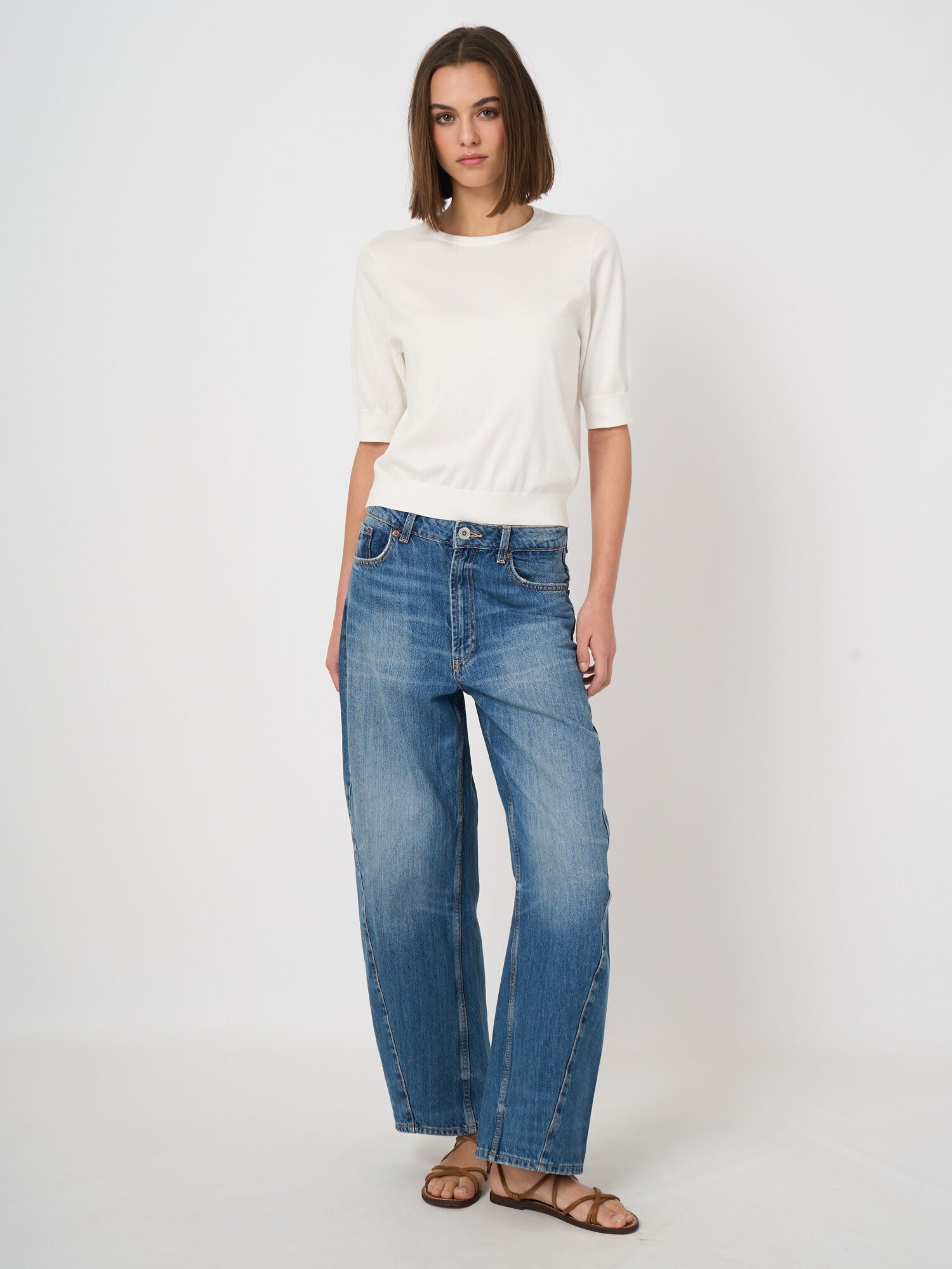 Repeat Superfine Cotton Short-Sleeved Sweater White