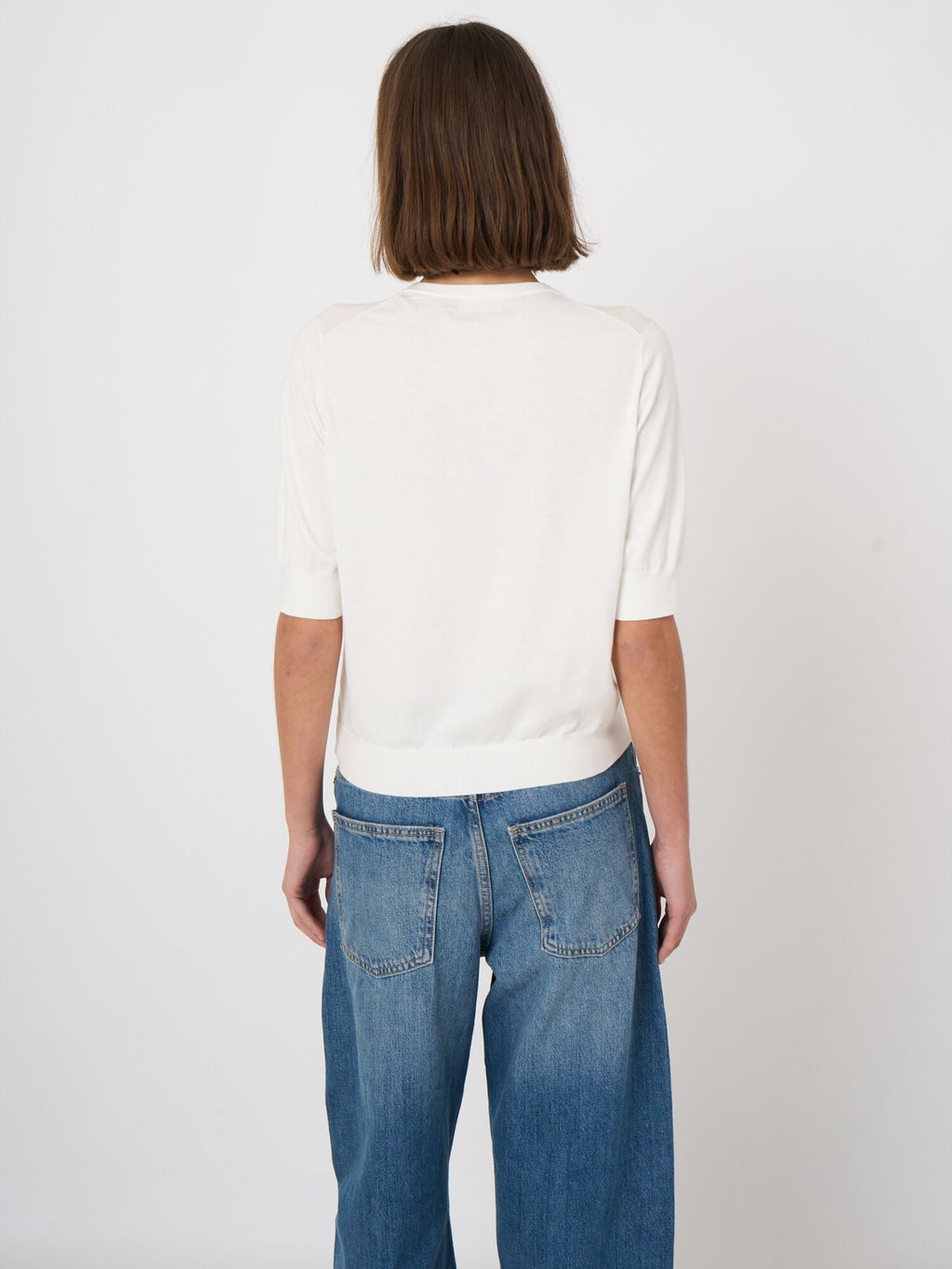 Repeat Superfine Cotton Short-Sleeved Sweater White