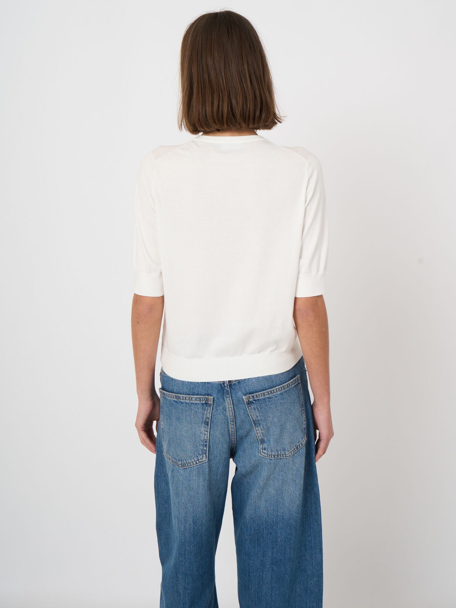 Repeat Superfine Cotton Short-Sleeved Sweater White