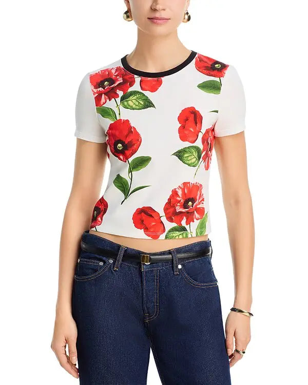 Alice + Olivia Onie Baby Ringer Tee Summer Poppy