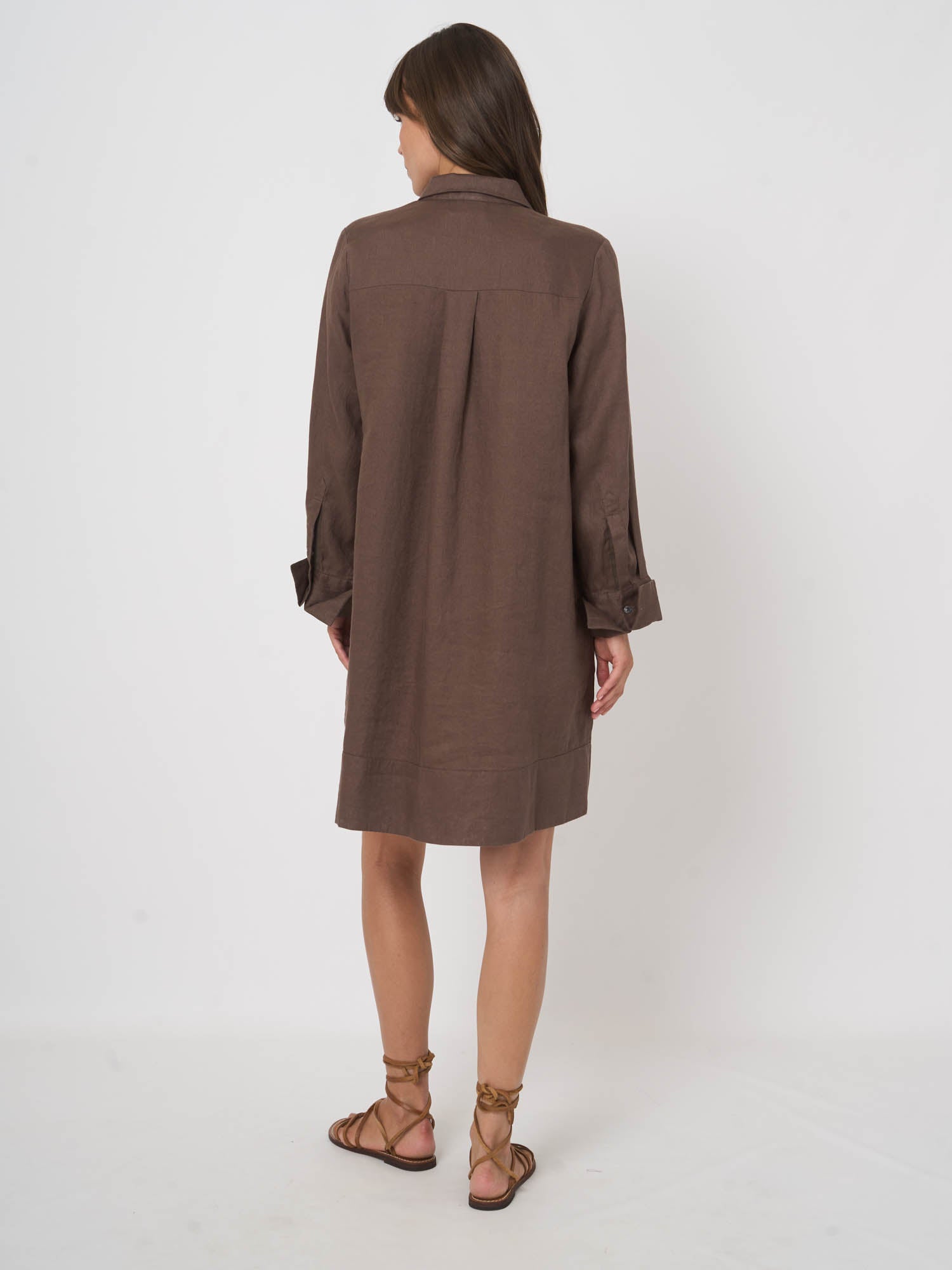 Repeat Pure Linen Blouse Dress Mud