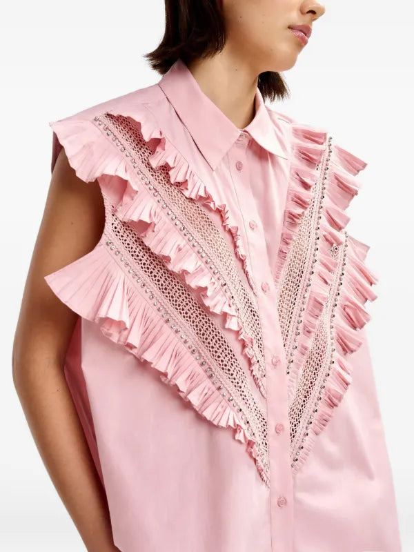 Essentiel Antwerp Jeendarlene Only Frills Shirt Seashell Pink
