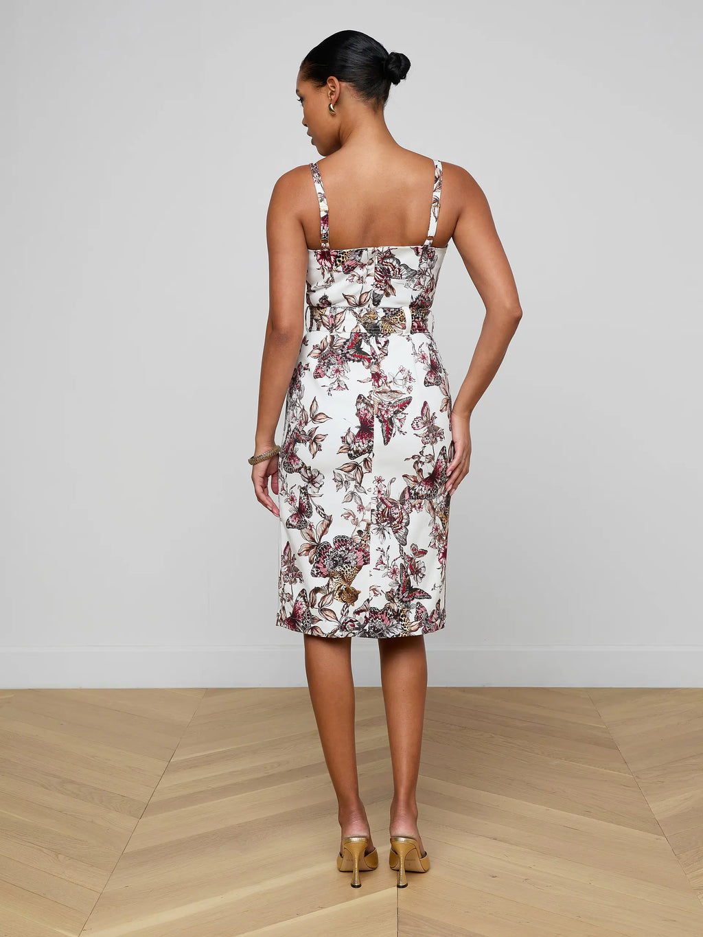 L'Agence Ida Dress White Multi Large Butterfly Jungle