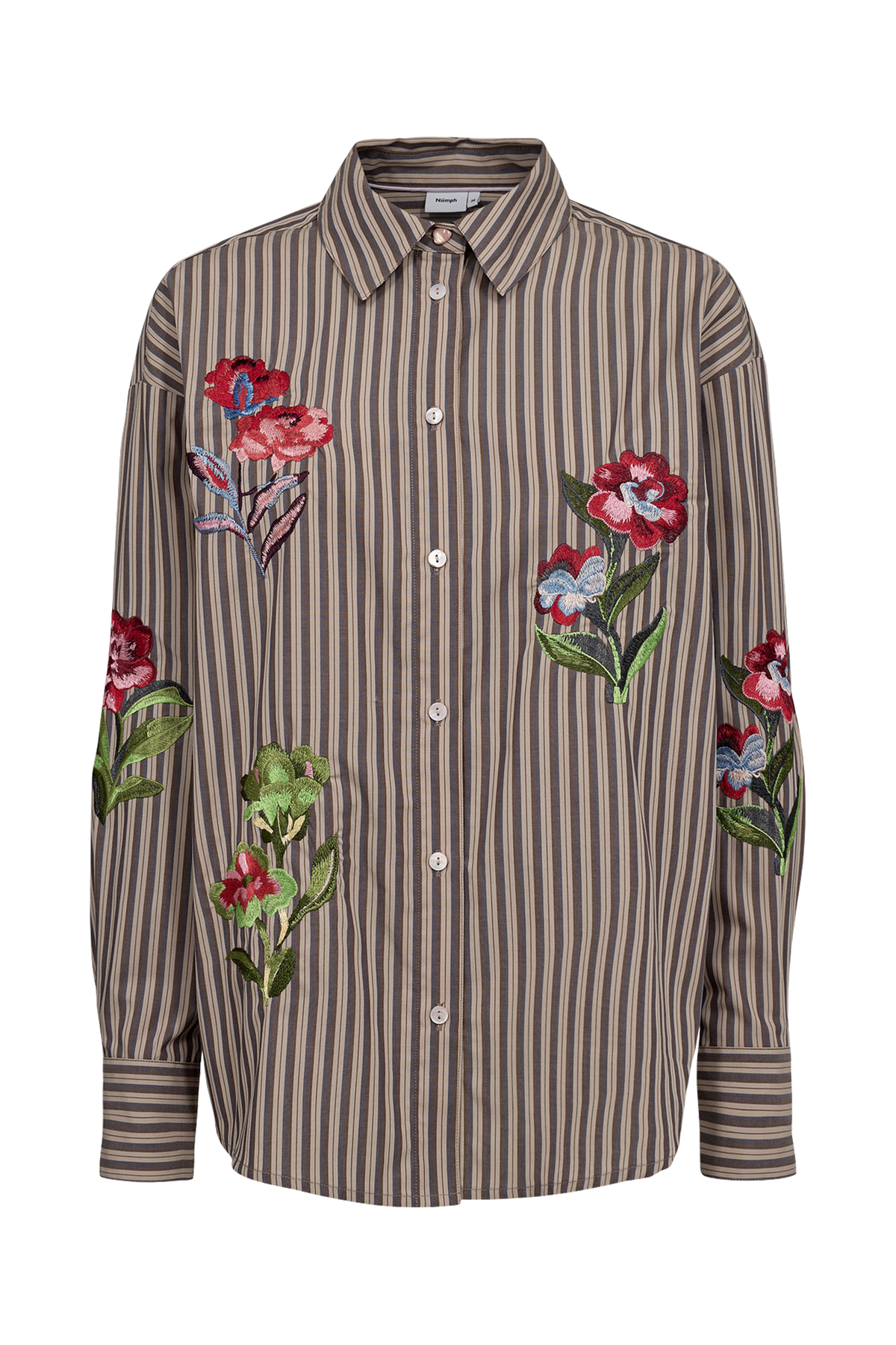Numph Chemise brodée Nukacey - Taupe foncé