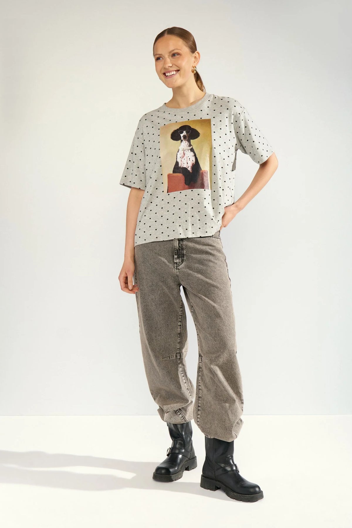 Numph Nurossa Oversize T-Shirt - Light Grey Mel