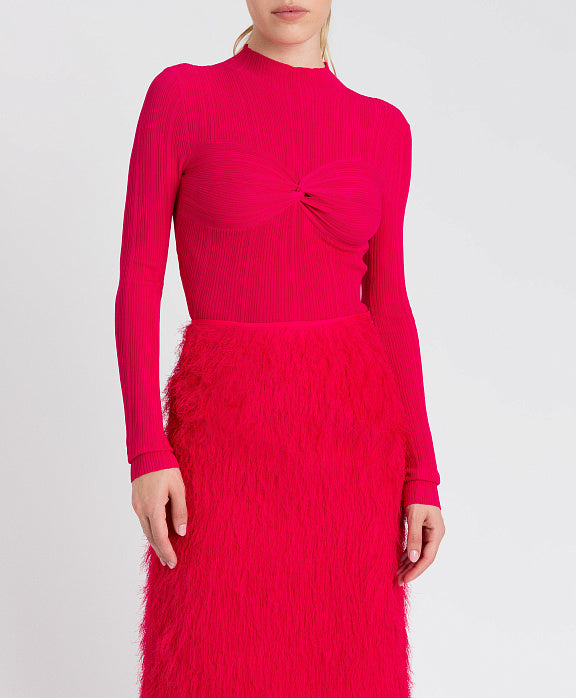 Twinset Hot Pink ribbed knot top