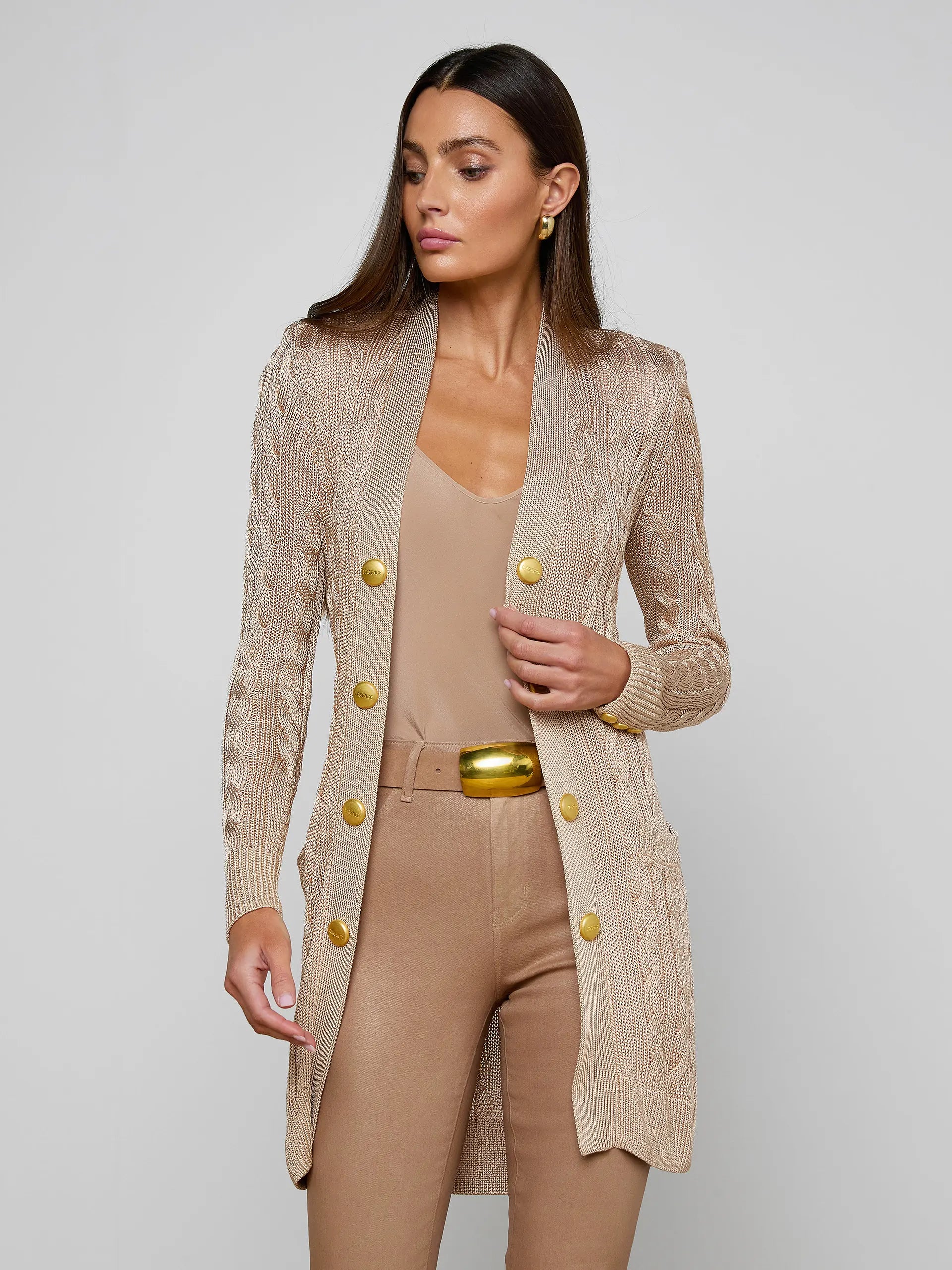 L'Agence Penelope Cabled Cardigan