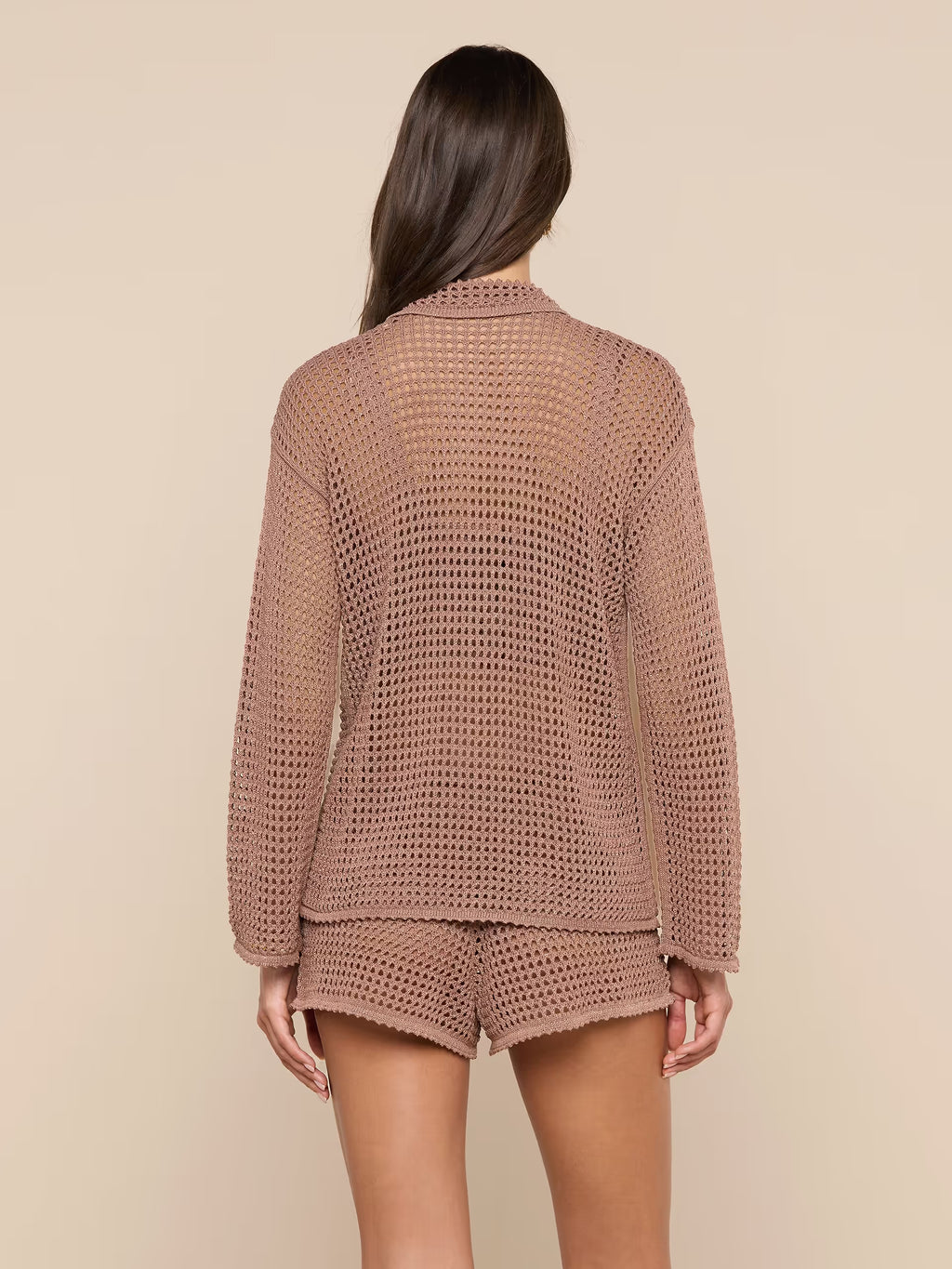 L'Agence Mariana Pointelle Knit Short Hazelnut