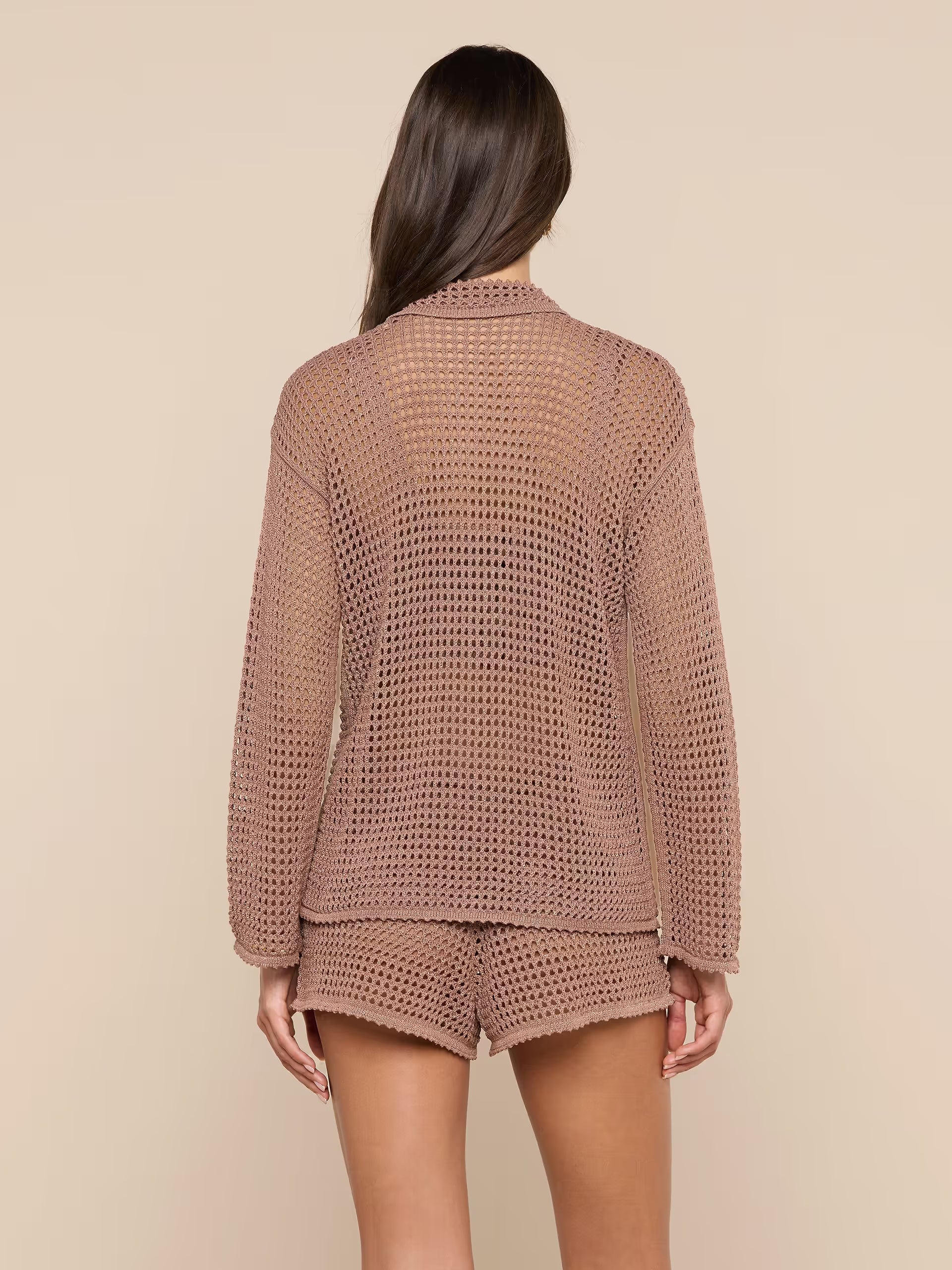 L'Agence Mariana Pointelle Knit Short Hazelnut