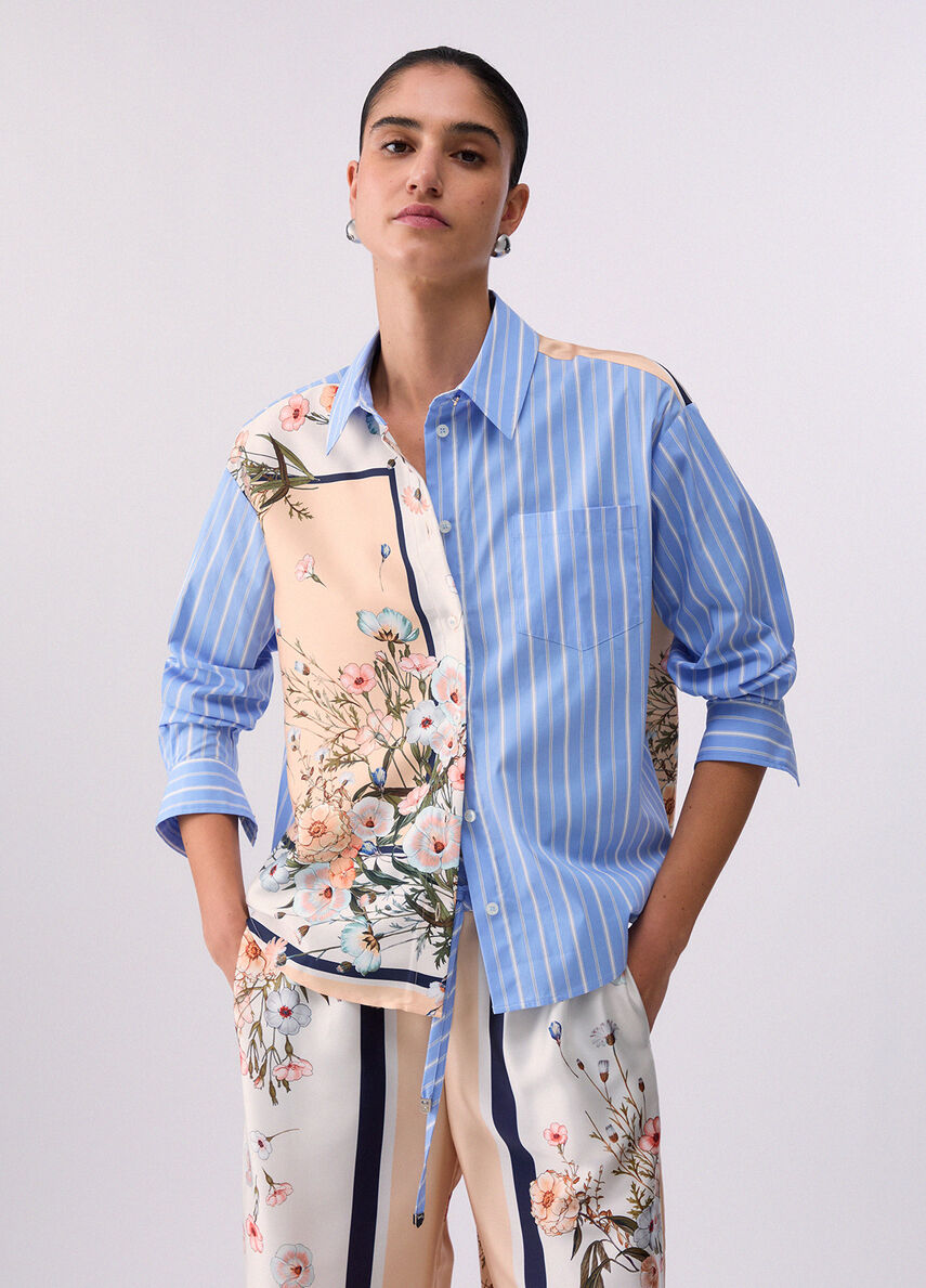 Liu Jo Twill and Poplin Shirt - Blossom