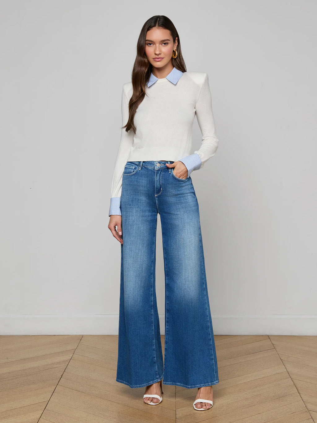 L'Agence April Poplin Collar Pullover
