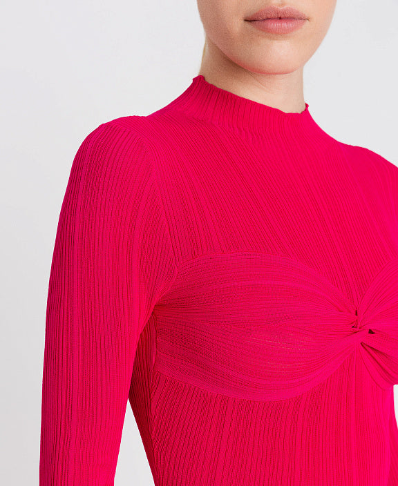 Twinset Hot Pink ribbed knot top