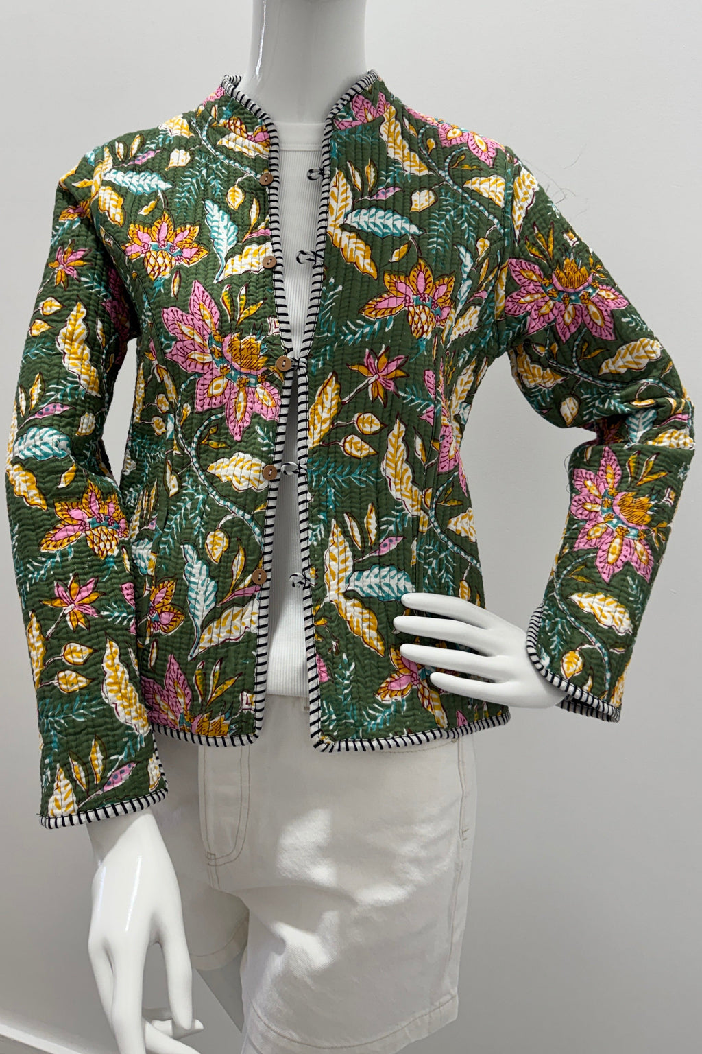 Cotton Reversible Quilted Jacket Black Garden