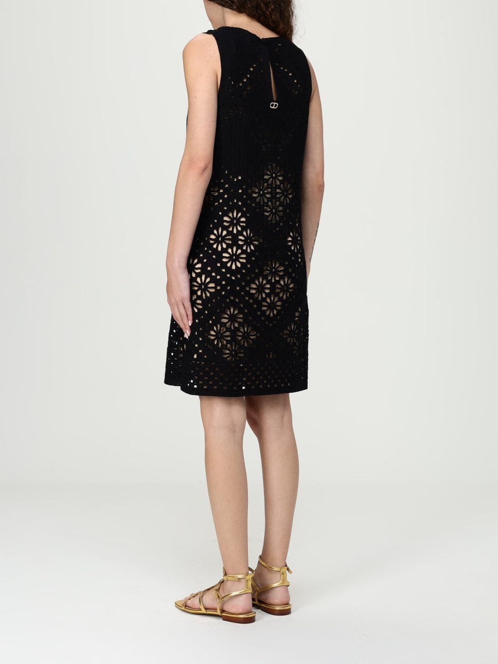Robe courte à fleurs en crochet Twinset