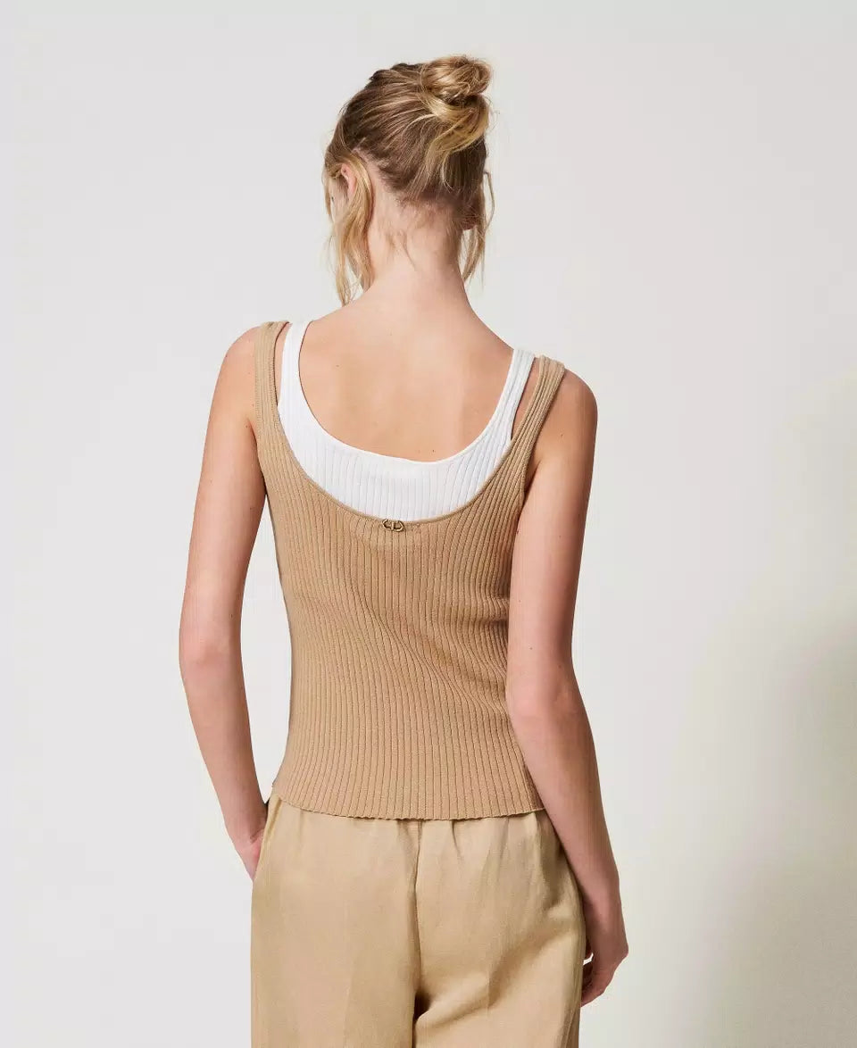Haut en maille ajusté trompe-l'œil Twinset
