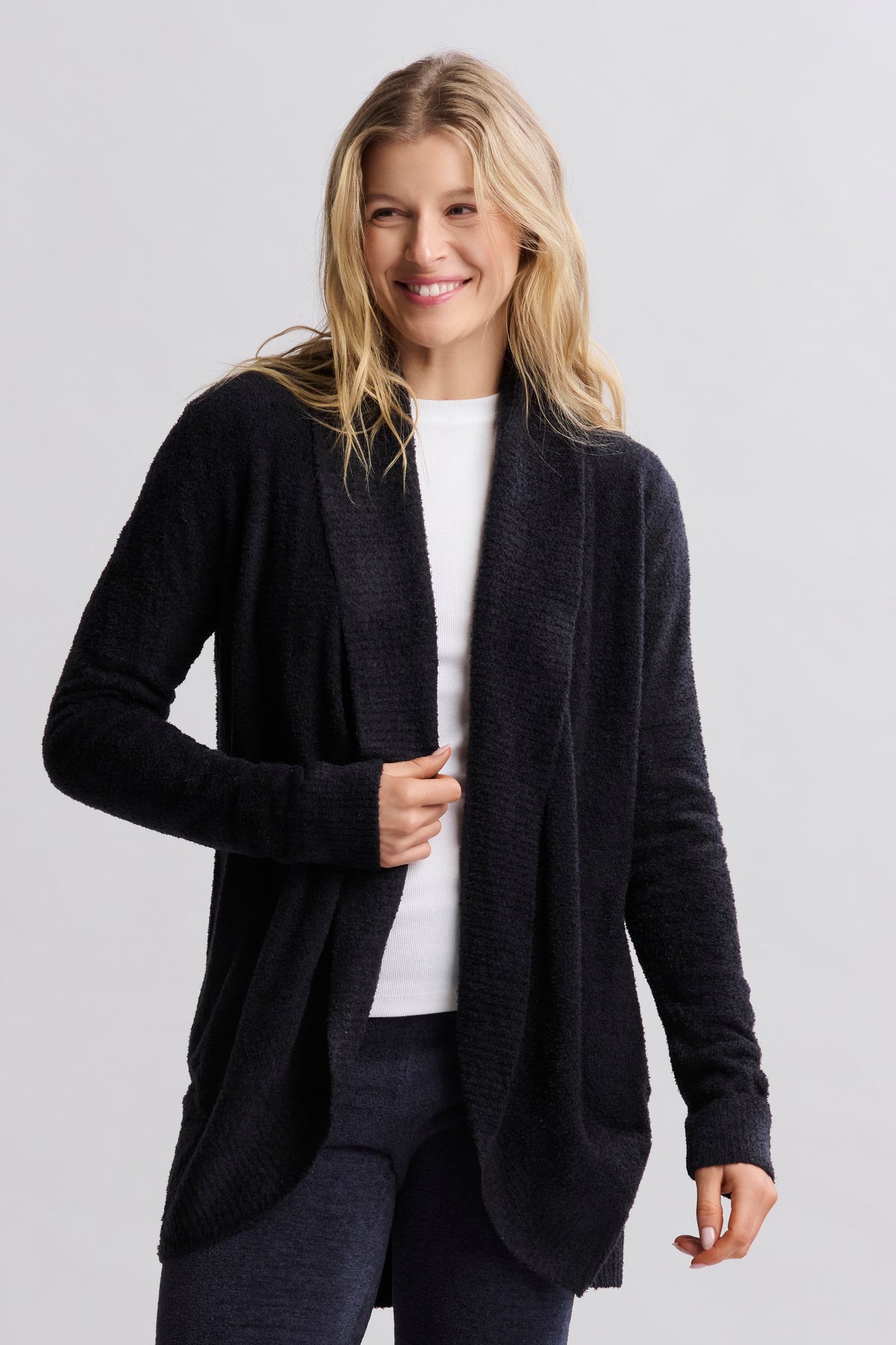 Barefoot Dreams Cardigan circulaire pour femme Noir