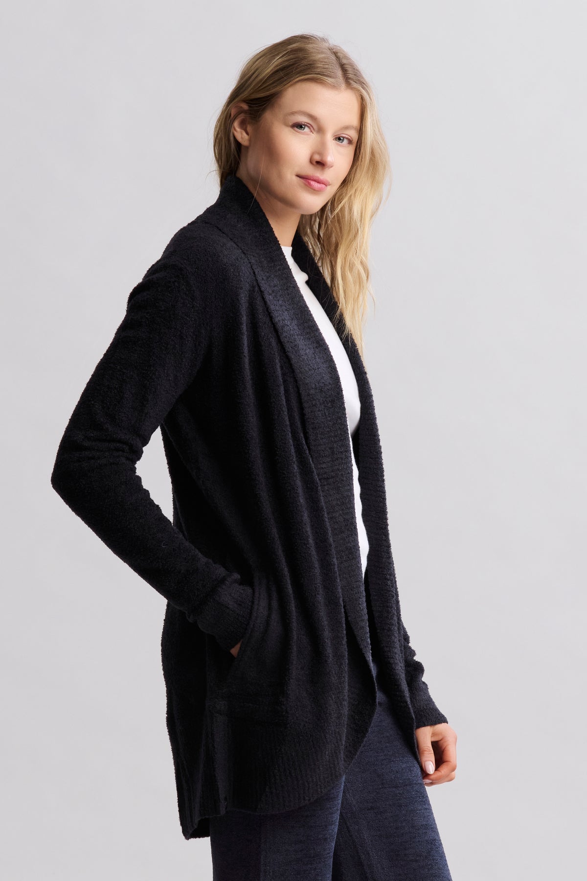 Barefoot Dreams Cardigan circulaire pour femme Noir