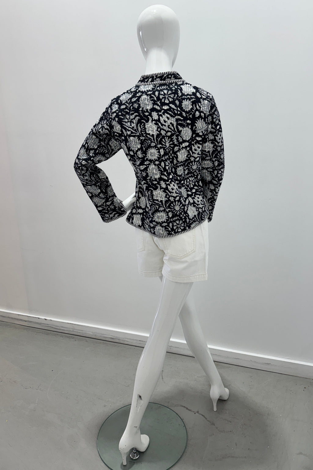 Cotton Reversible Quilted Jacket Black Garden