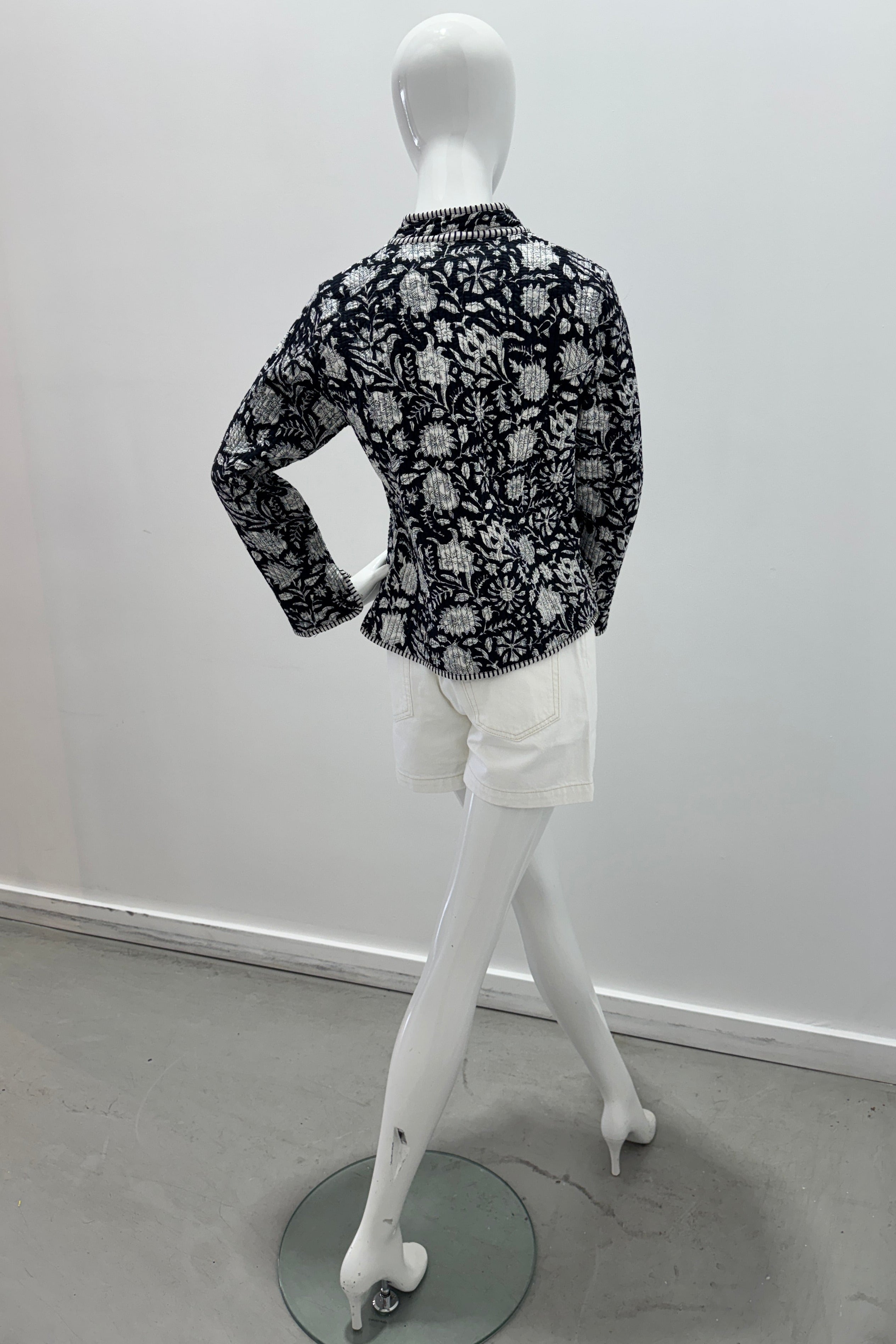 Cotton Reversible Quilted Jacket Black Garden