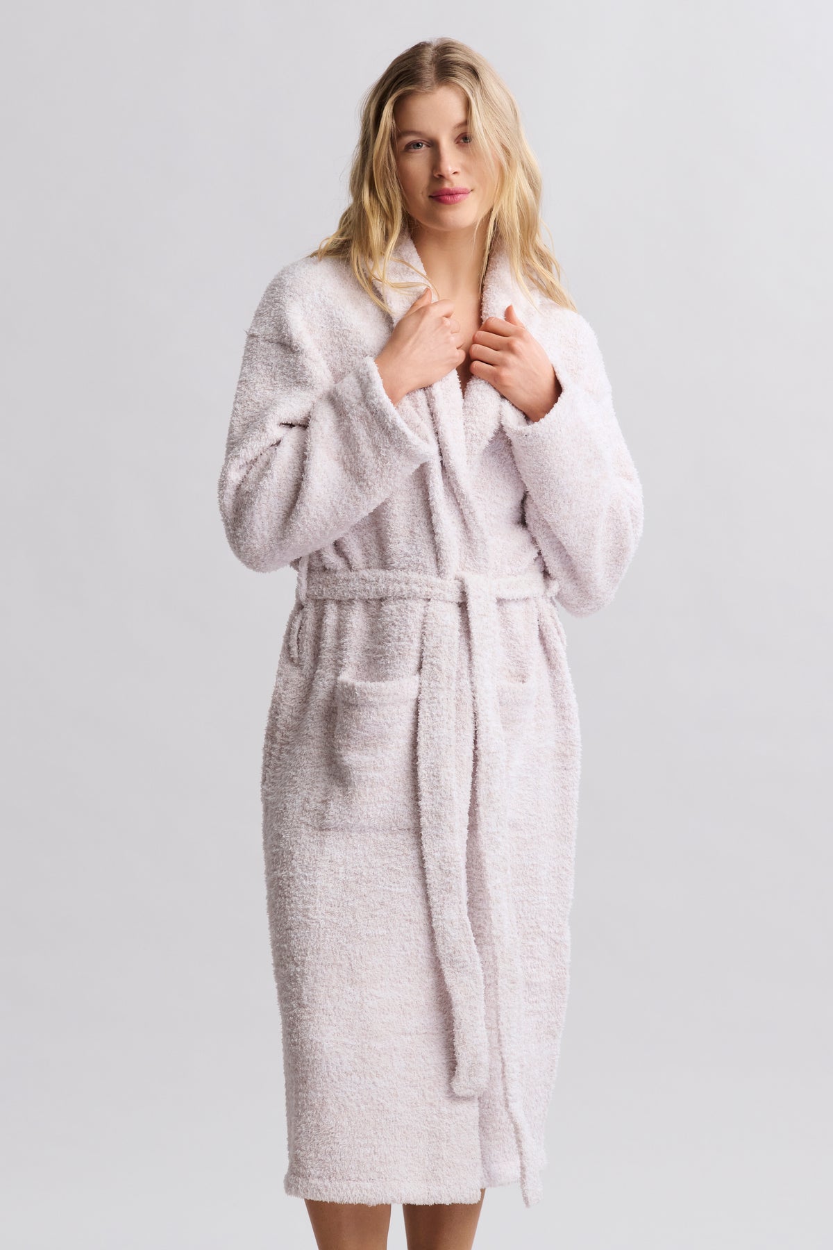 Barefoot Dreams Peignoir adulte Cozychic pour femme Pierre chinée/Blanc