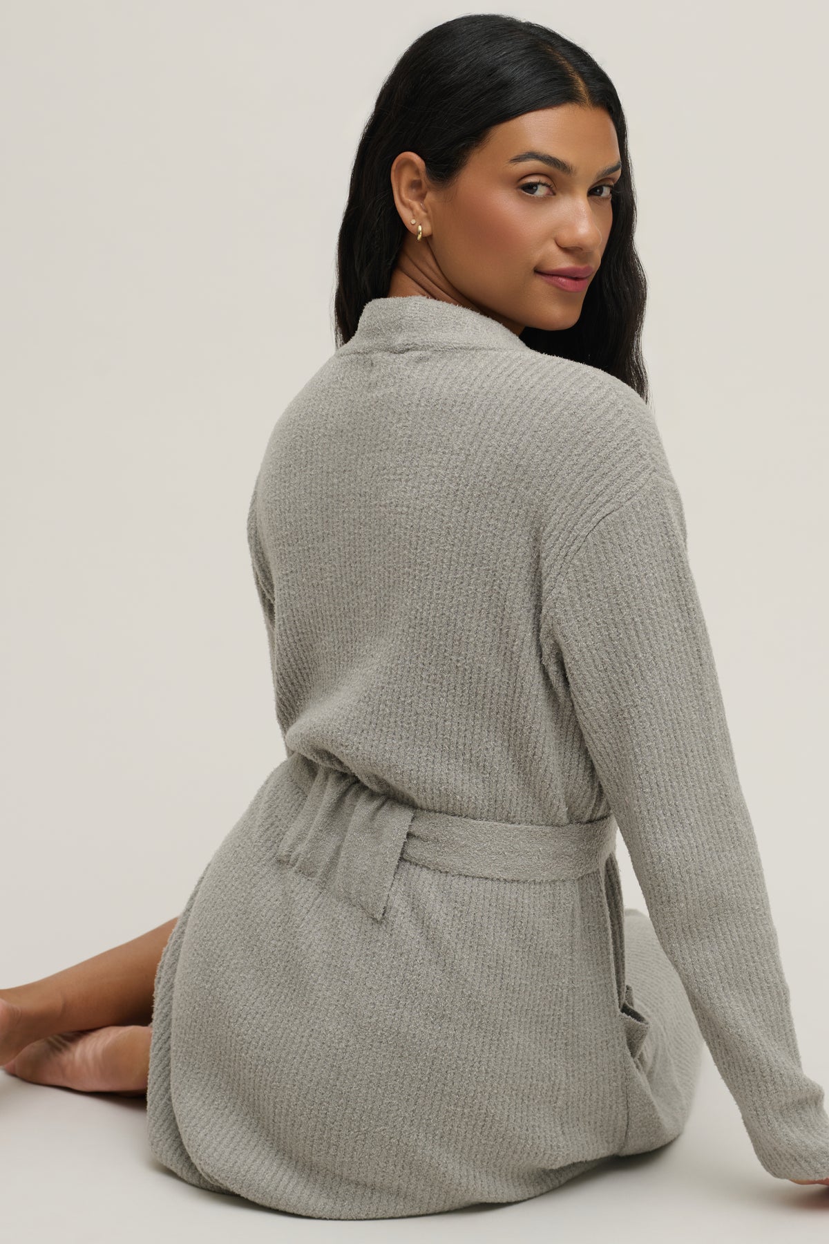 Barefoot Dreams Lite Ribbed Robe Dove Gray
