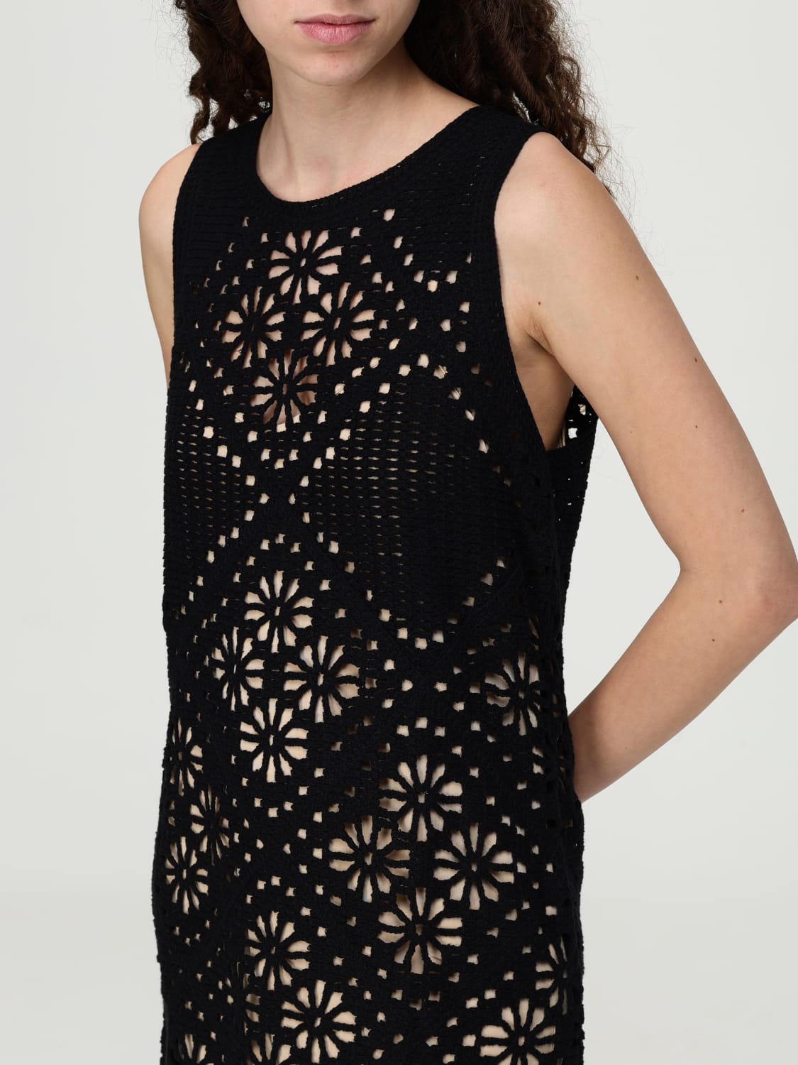 Robe courte à fleurs en crochet Twinset