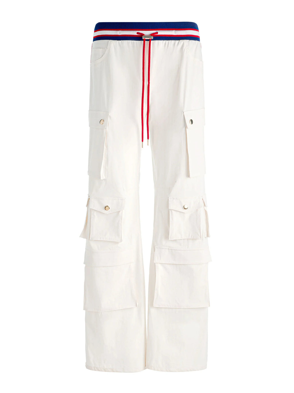 Alice & Olivia Olympua MR Baggy Pull On Cargo Pant W Side Stripe Off White
