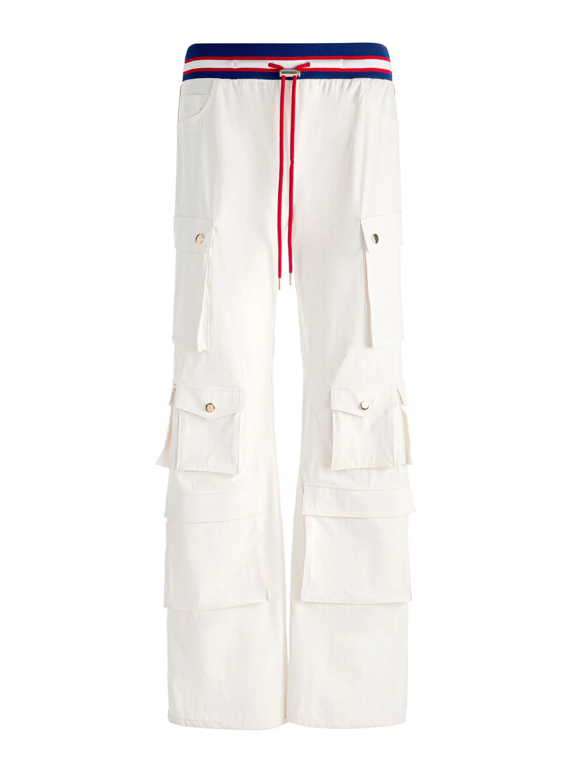 Alice & Olivia Olympua MR Baggy Pull On Cargo Pant W Side Stripe Off White
