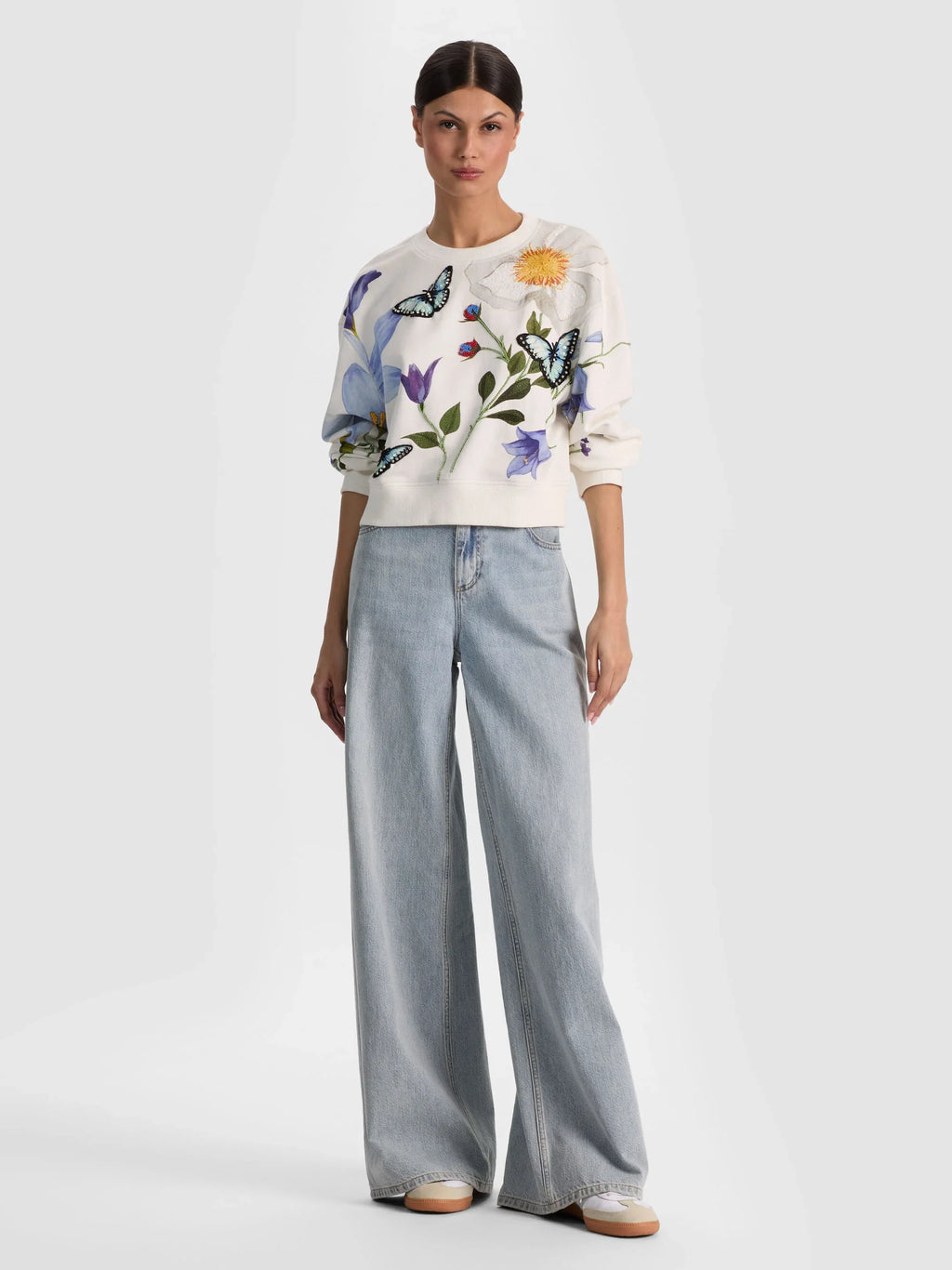 Alice & Olivia Russel Embell Relaxed Crewneck Sweatshirt Twisting Vines